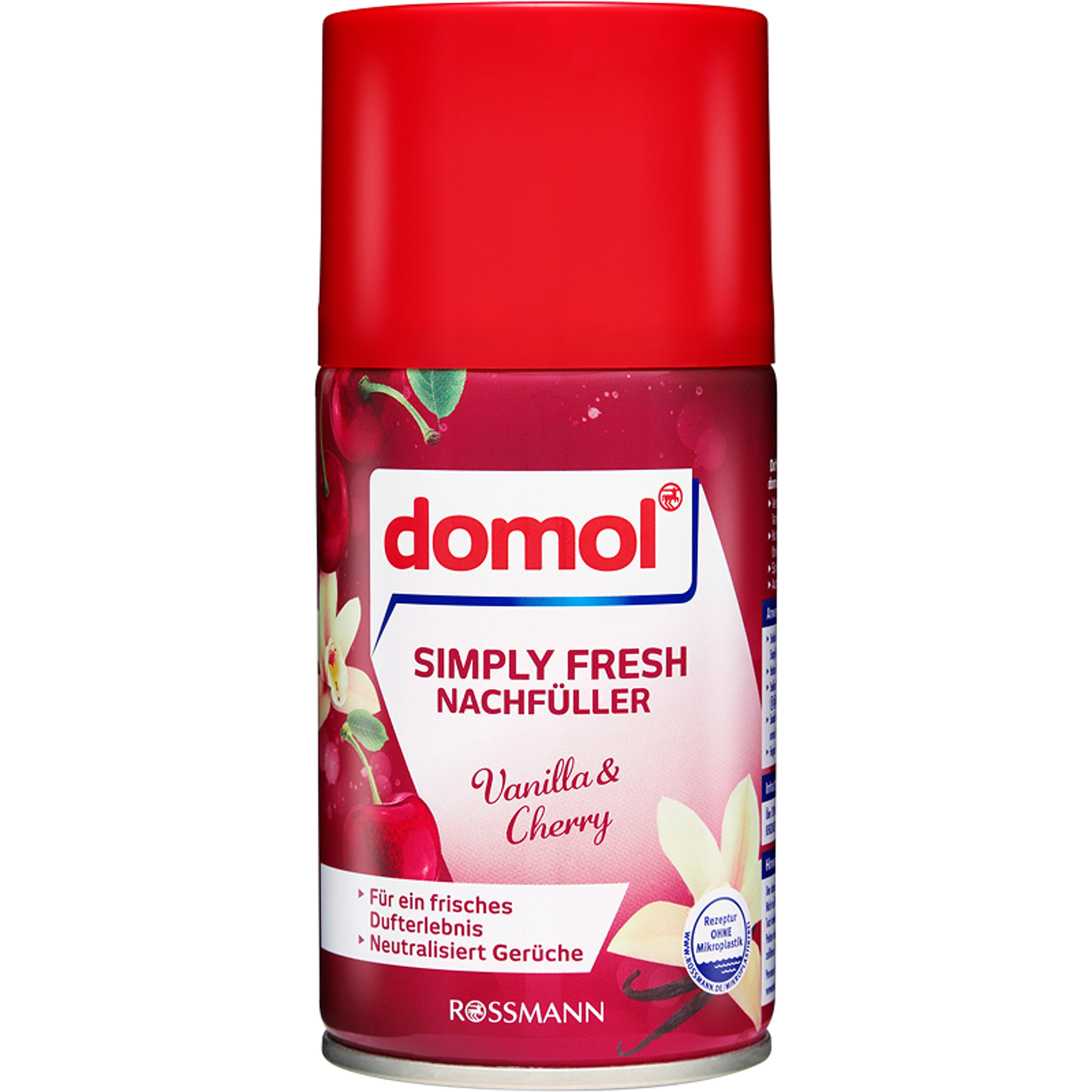 Domol Simply Fresh légfrissítő utántöltő vanília és cseresznye illattal - 250 ml