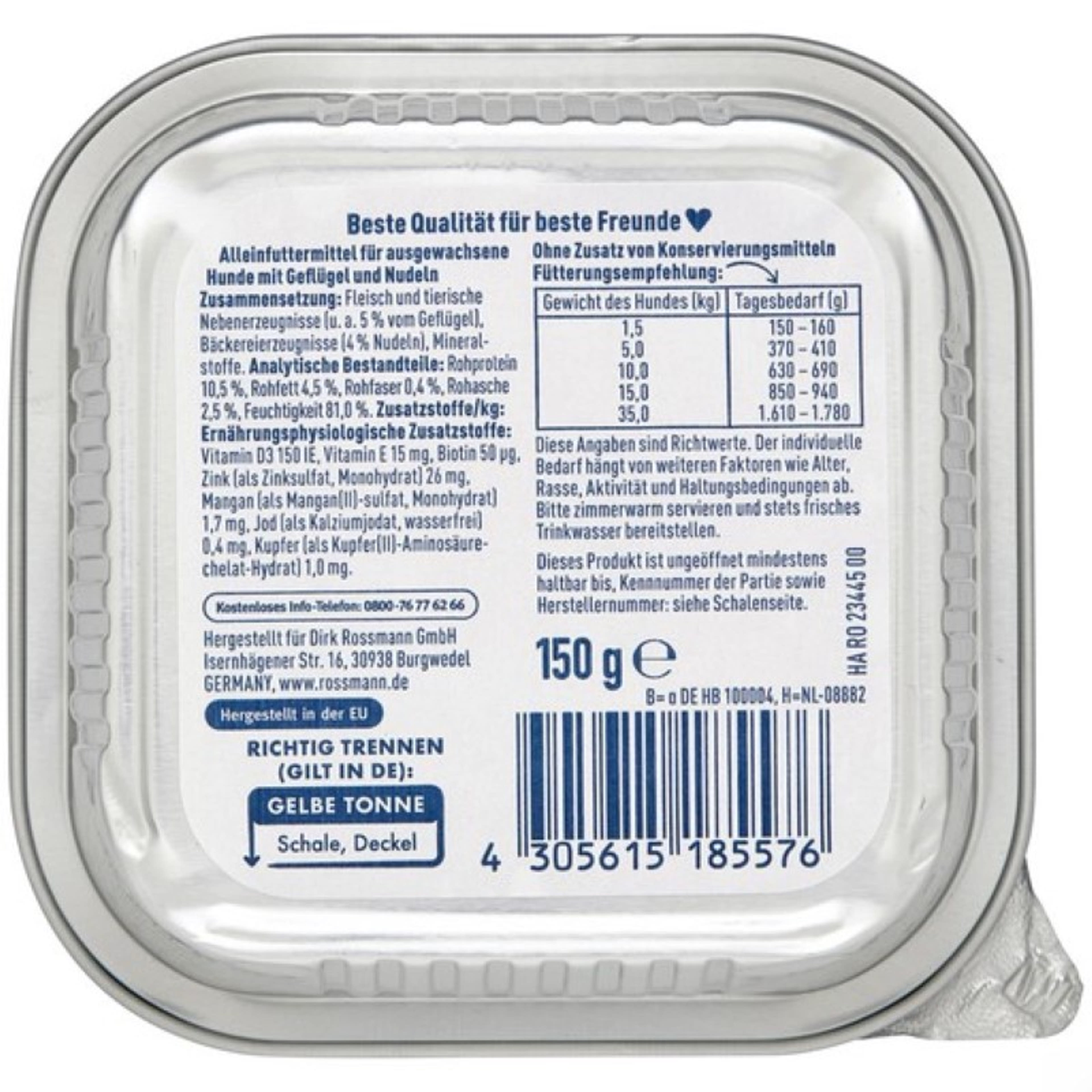 Winston Fenséges Menü alutasak kutyáknak, szárnyashússal és tésztával - 150 g-4
