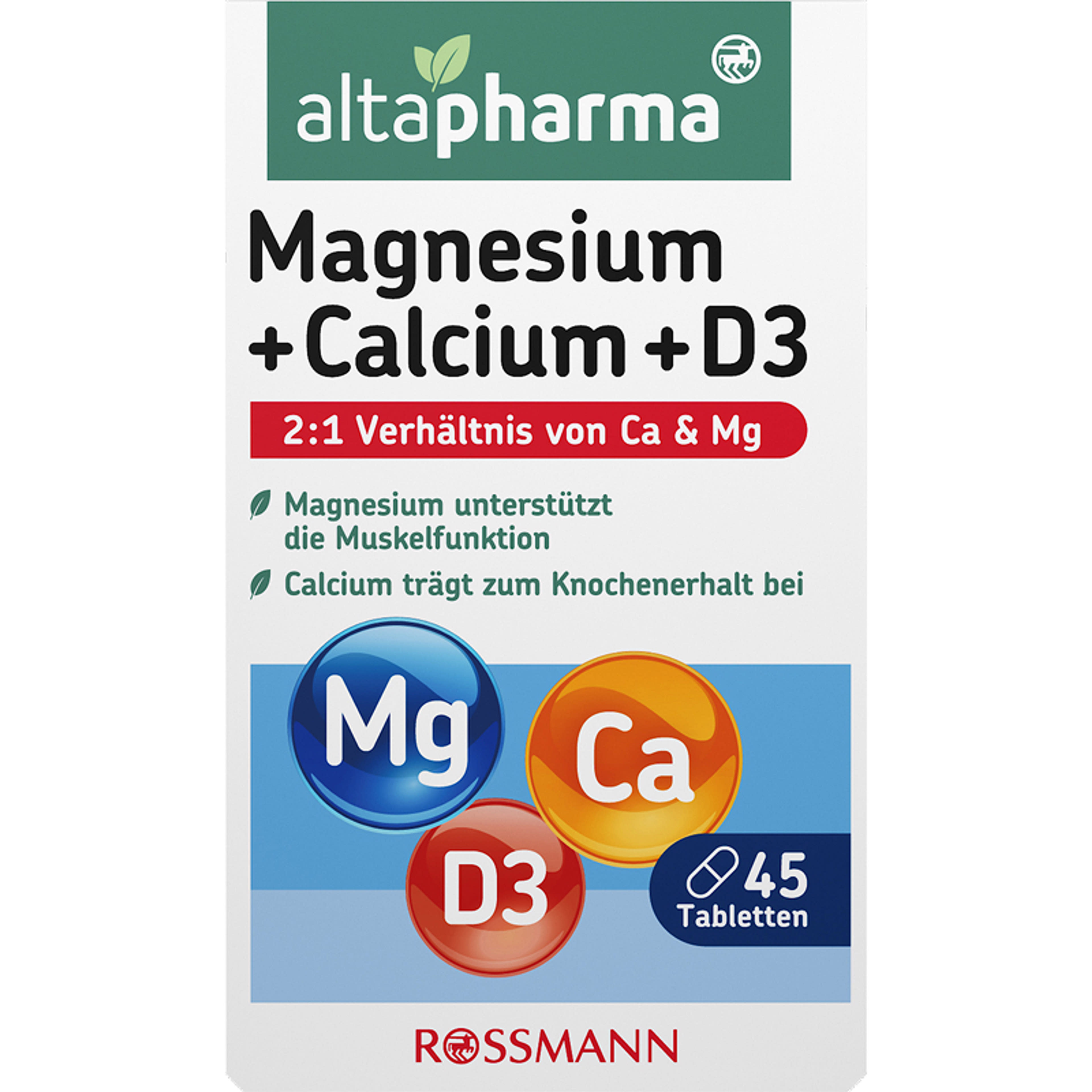 Altapharma magnézium, kalcium és D3-vitamin tabletta - 45 db