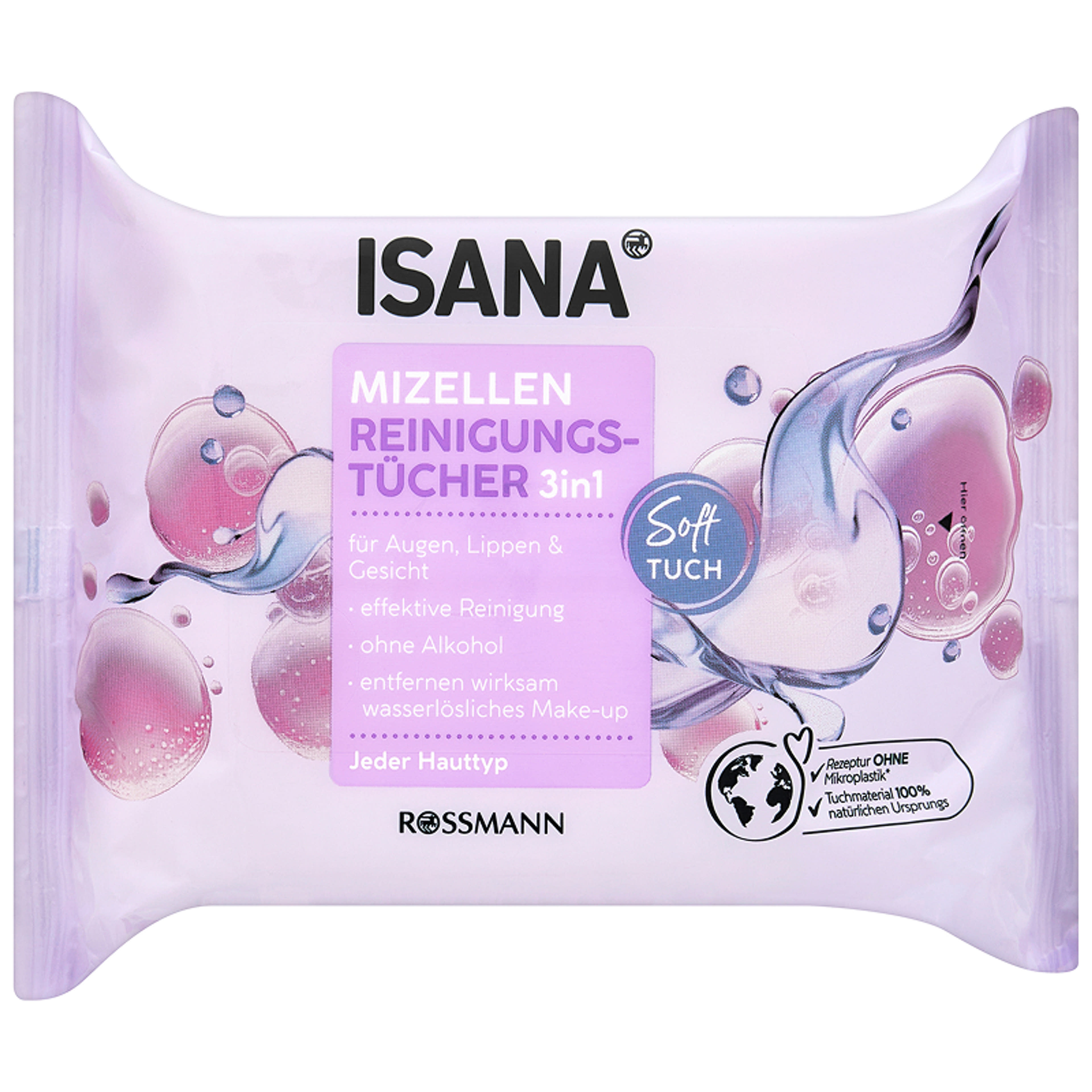 Isana 3in1 micellás arctisztítókendő - 25 db