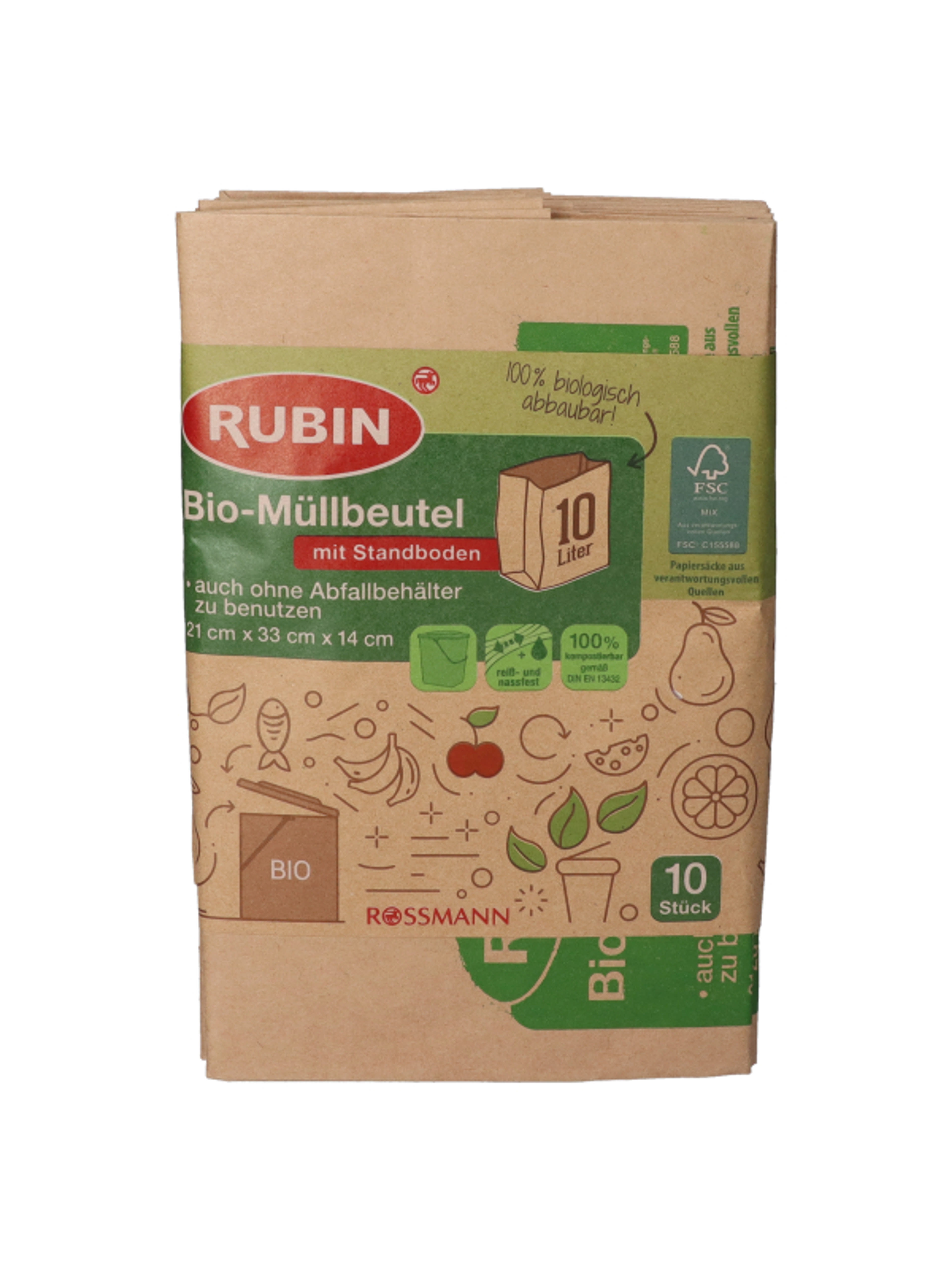 Rubin papír szemetes tasak 10L - 10 db-1