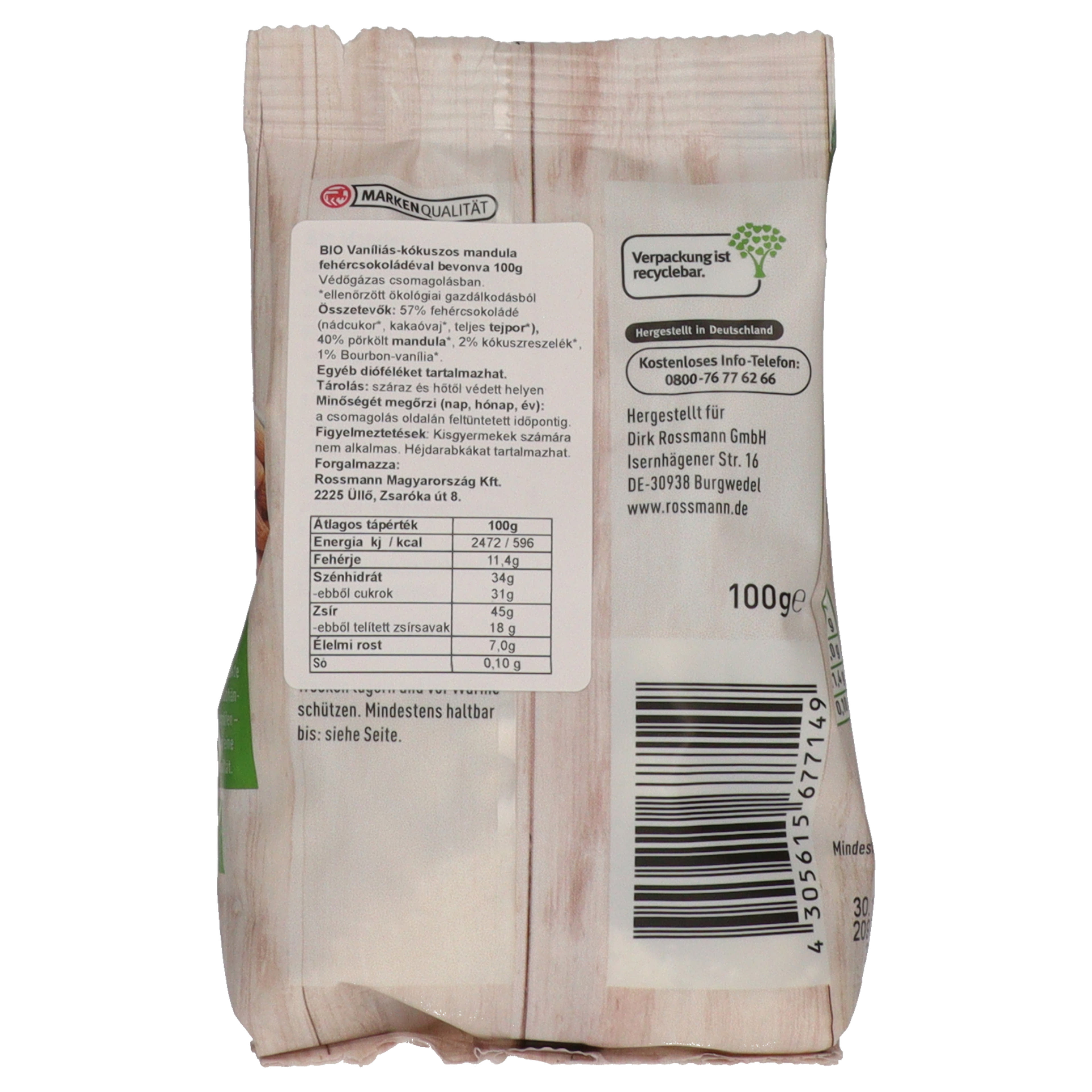 enerBio Vaniliás kókuszos mandula - 100 g-3