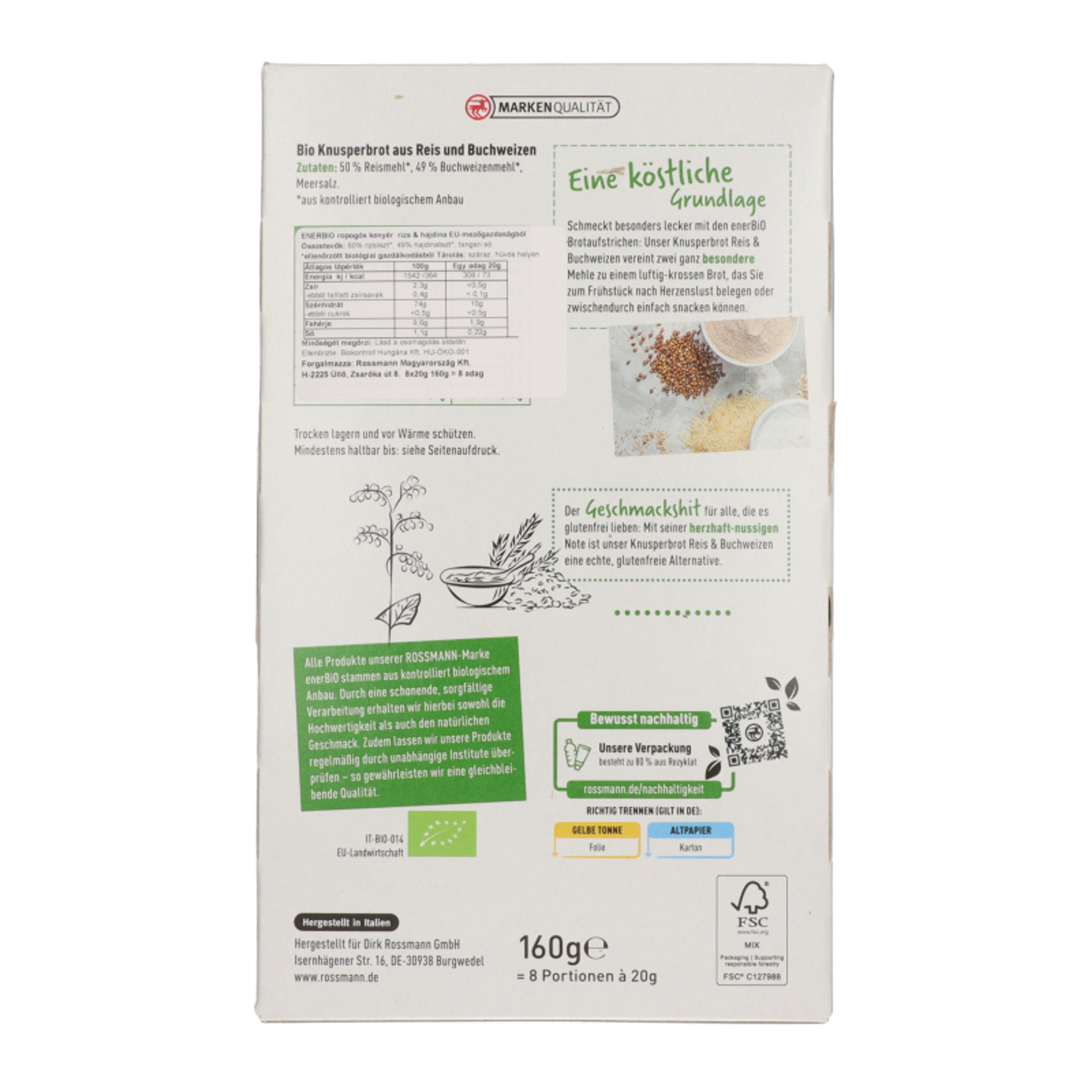 enerBio Bio ropogós rizs&hajdina kenyér - 160 g-3