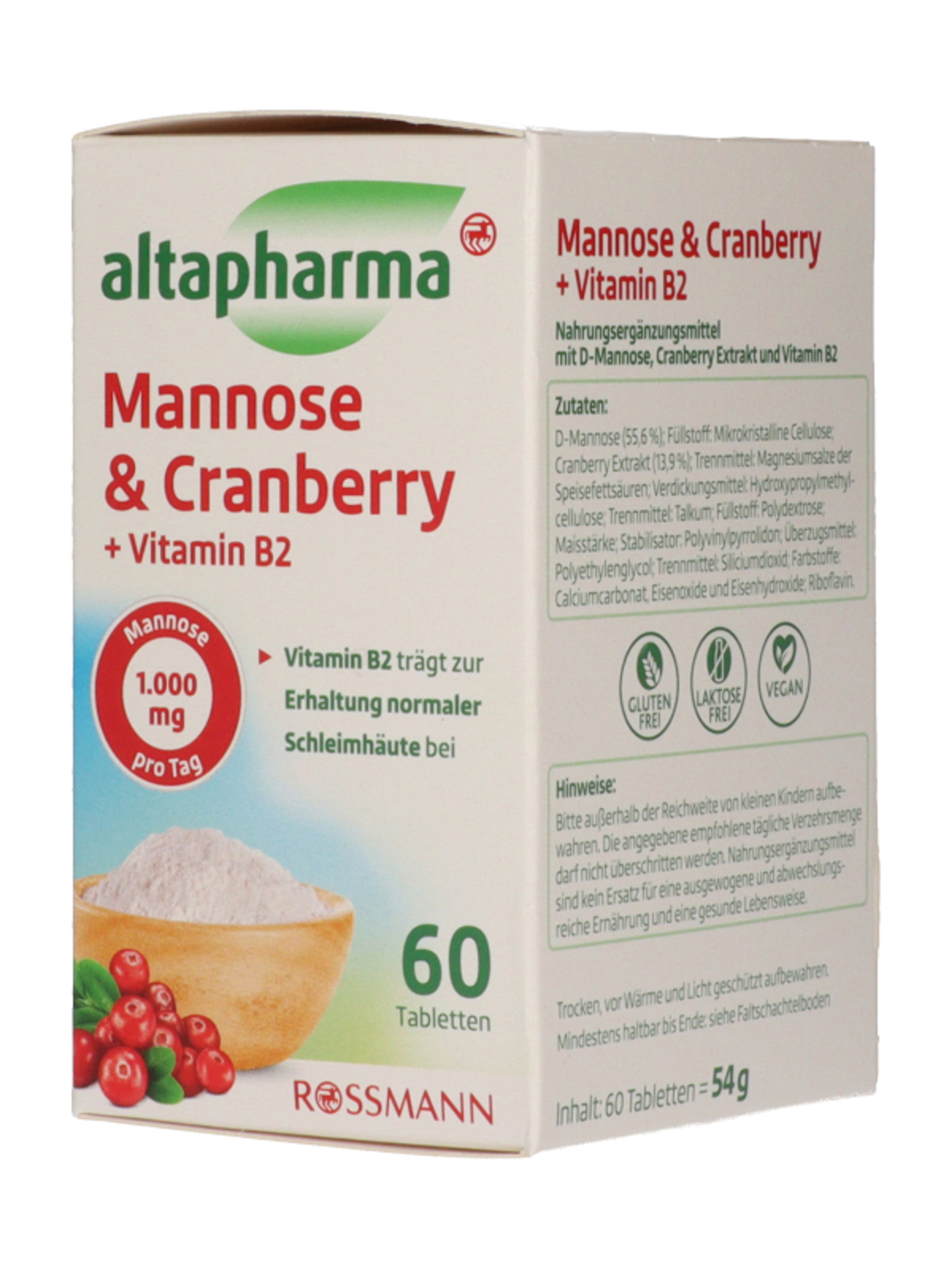 Altapharma Mannóz - vörösáfolya + B2-vitamin tabletta - 60 db-2