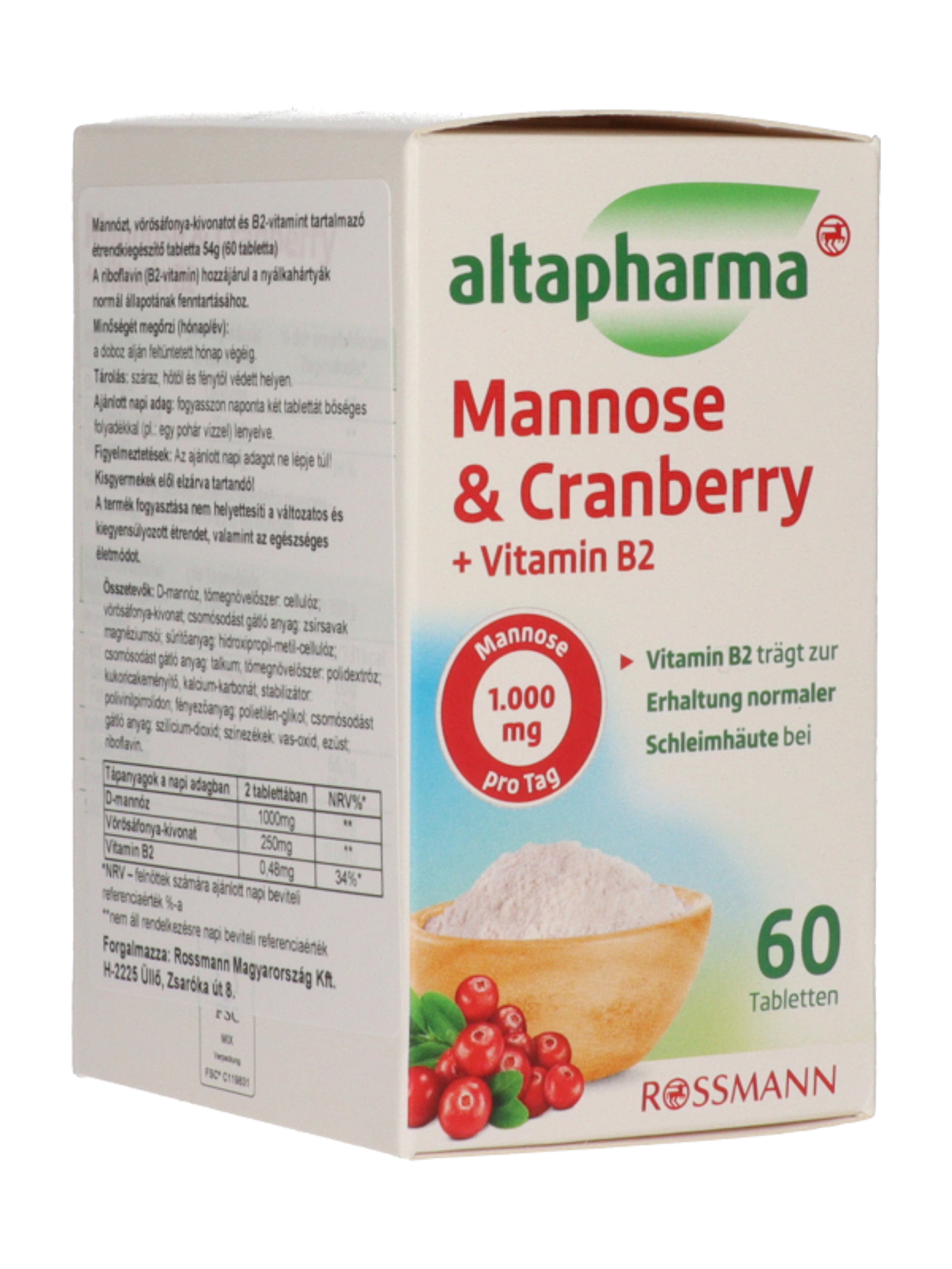 Altapharma Mannóz - vörösáfolya + B2-vitamin tabletta - 60 db-4