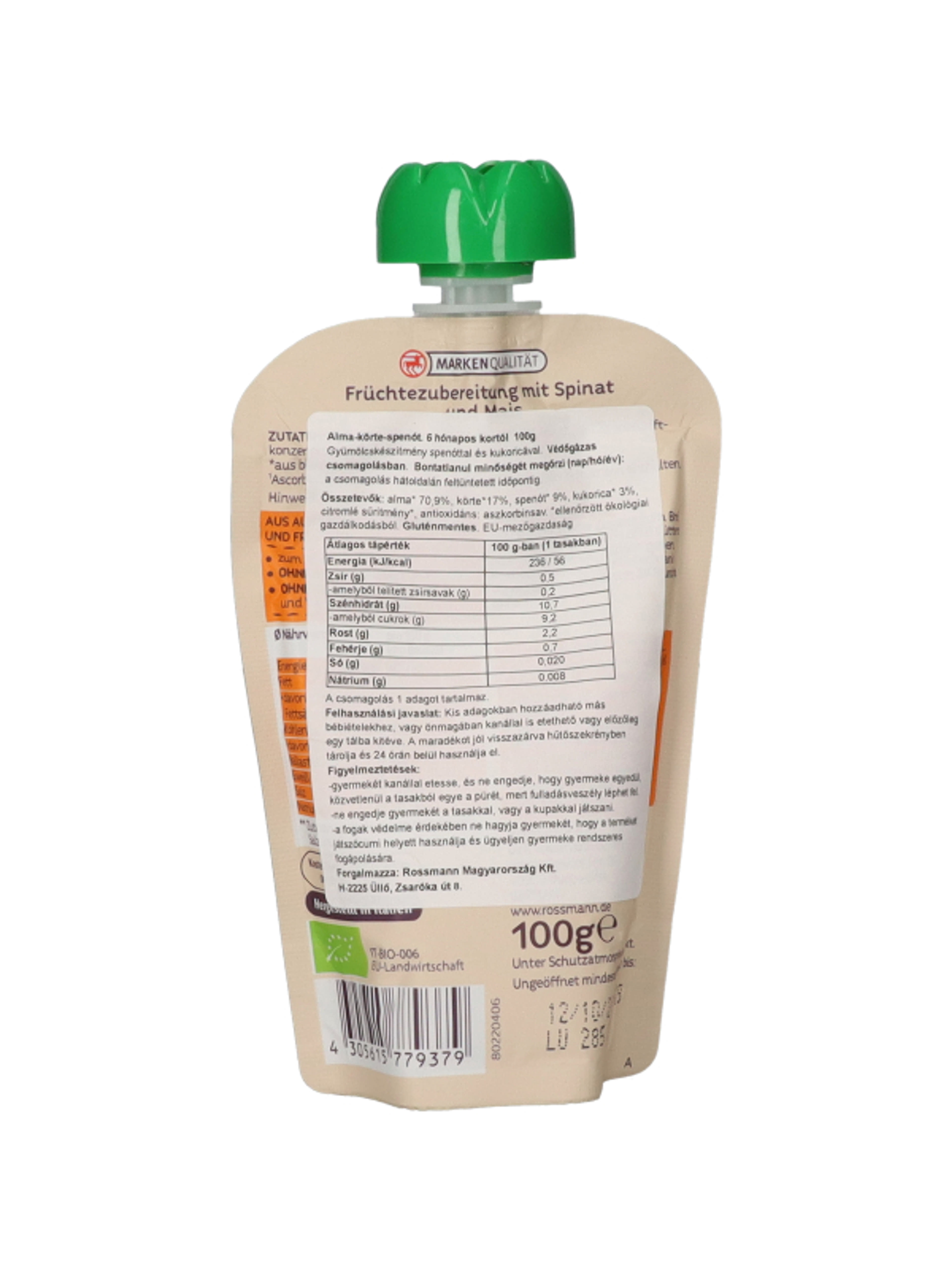 Babydream bio püré alma-körte-spenót 6 hónapos kortól - 100 g-4