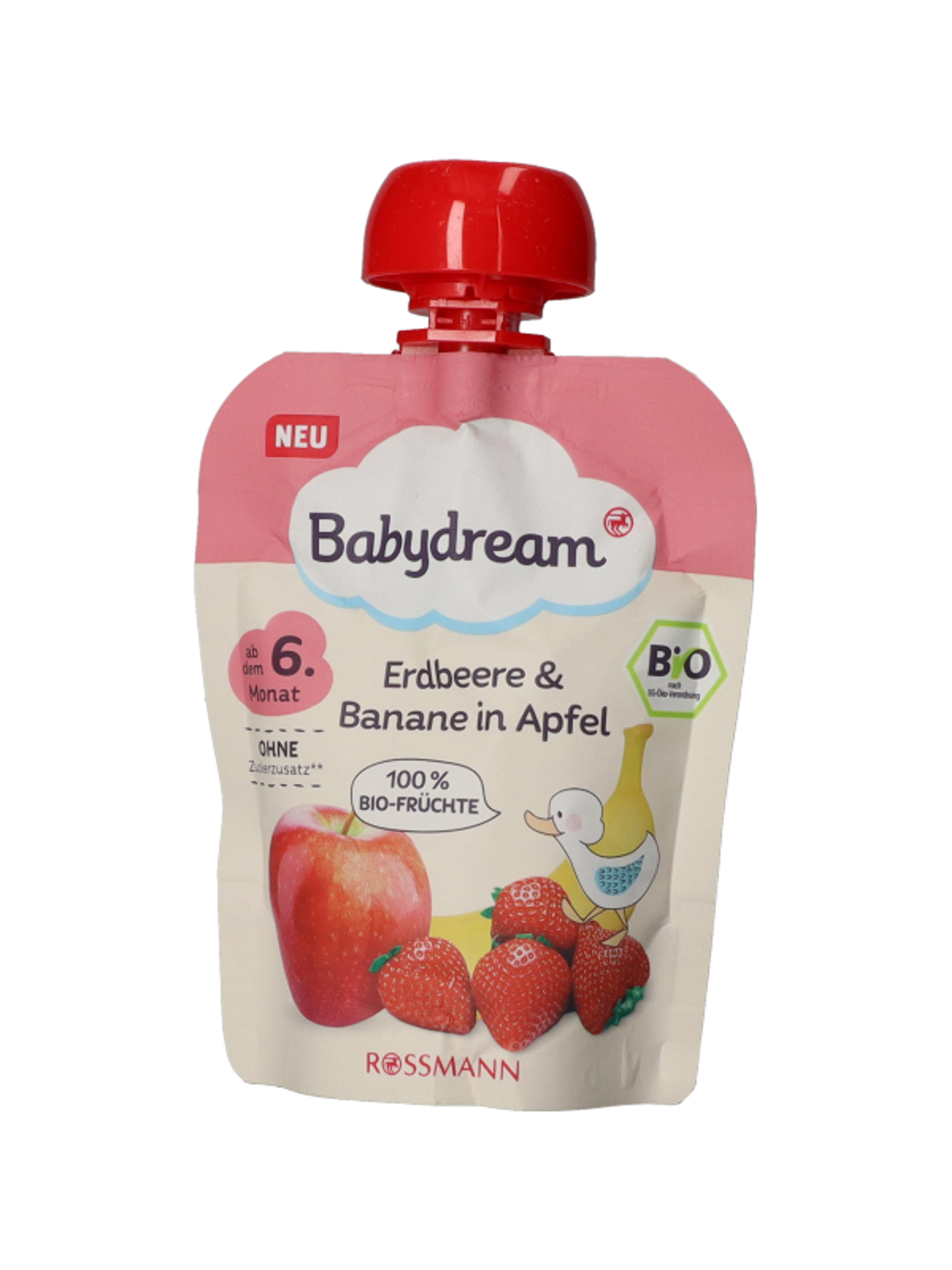 Babydrream Bio gyümölcspüré 6 hónapos kortól, eper-banán-alma - 90 g-4