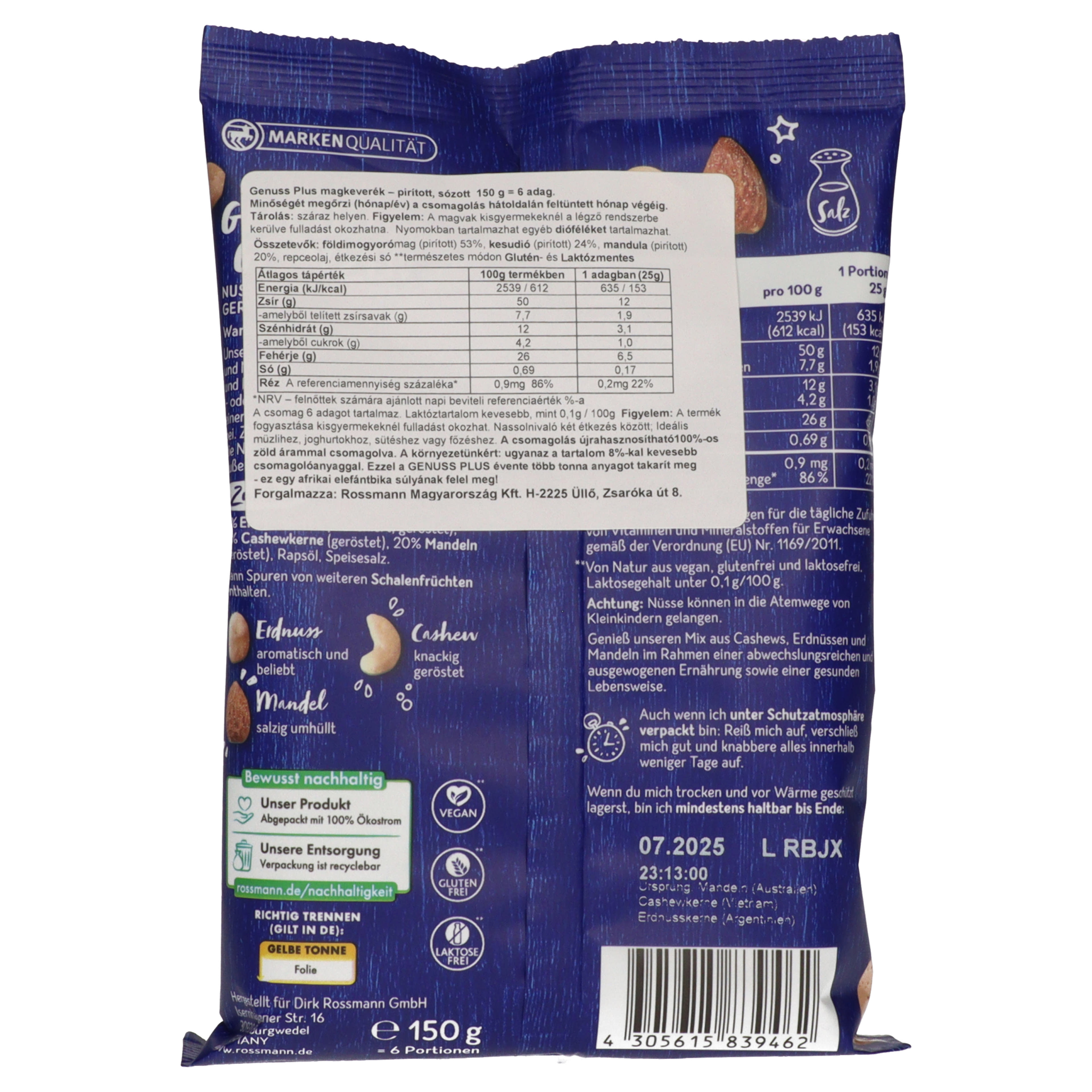 Genuss Plus pörkölt & sózott magkeverék - 150 g-2