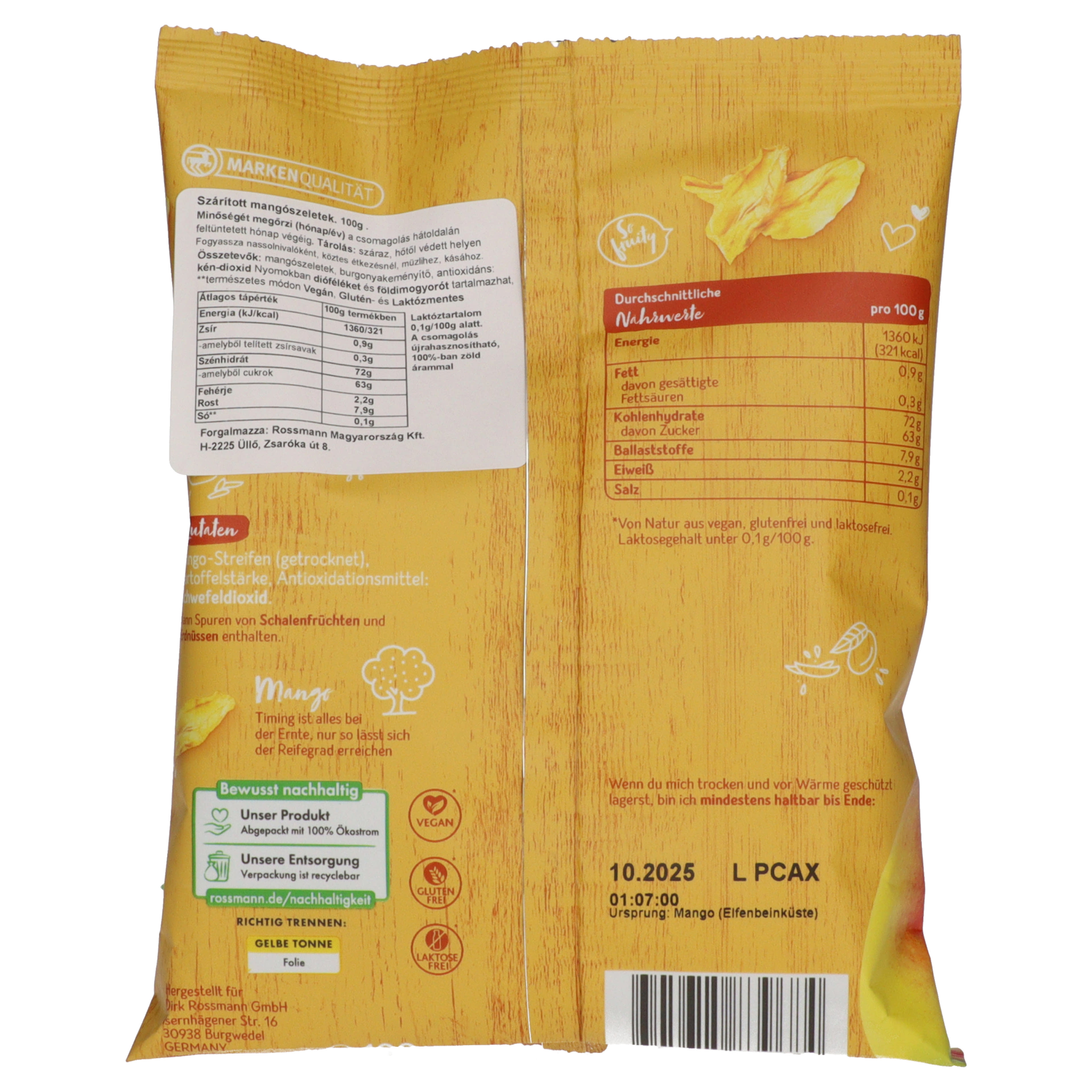 Genuss Plus szárított mangó csíkok - 100 g-2