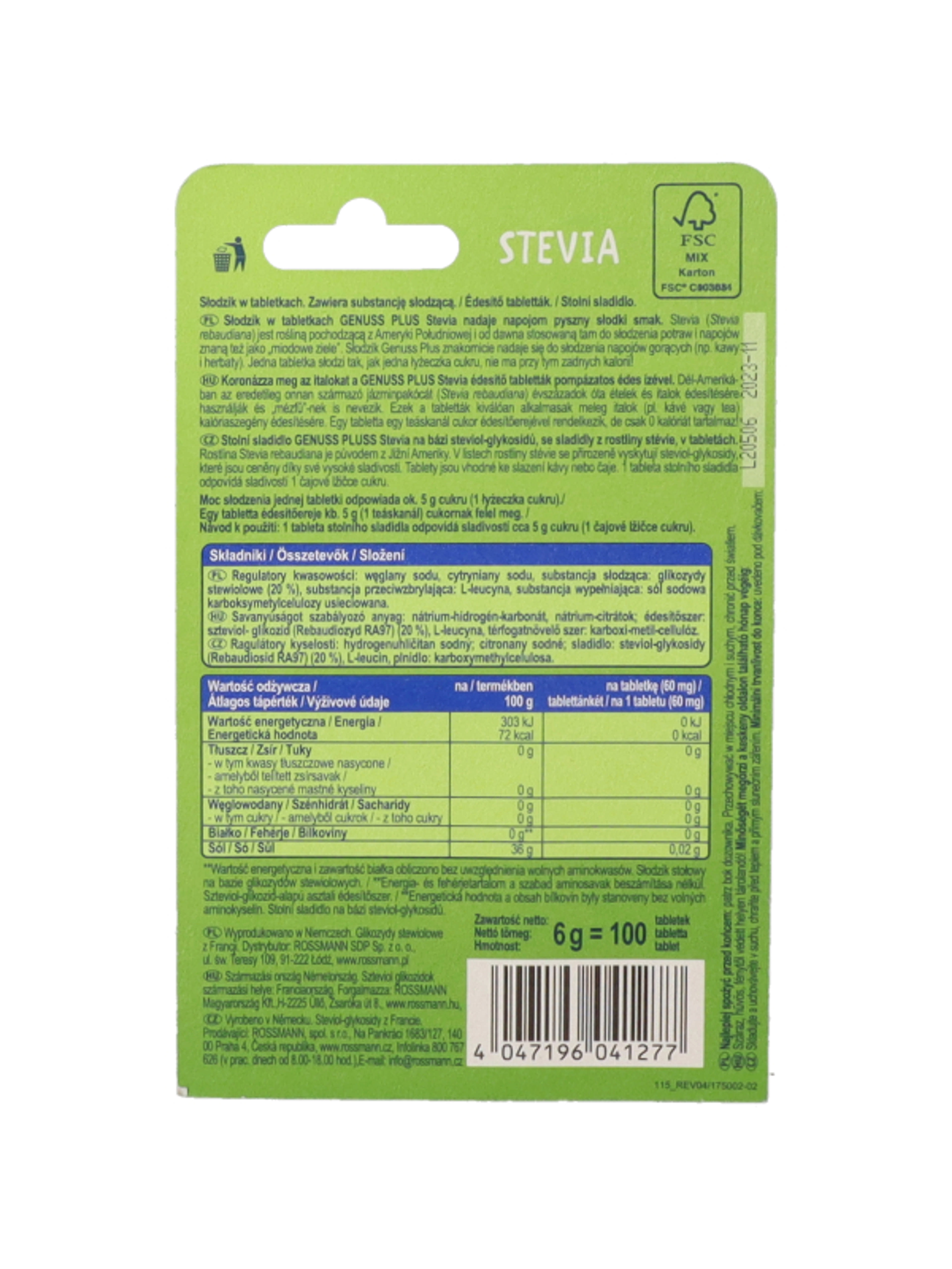 Genuss plus stevia édesítő tabletta - 100 db-4