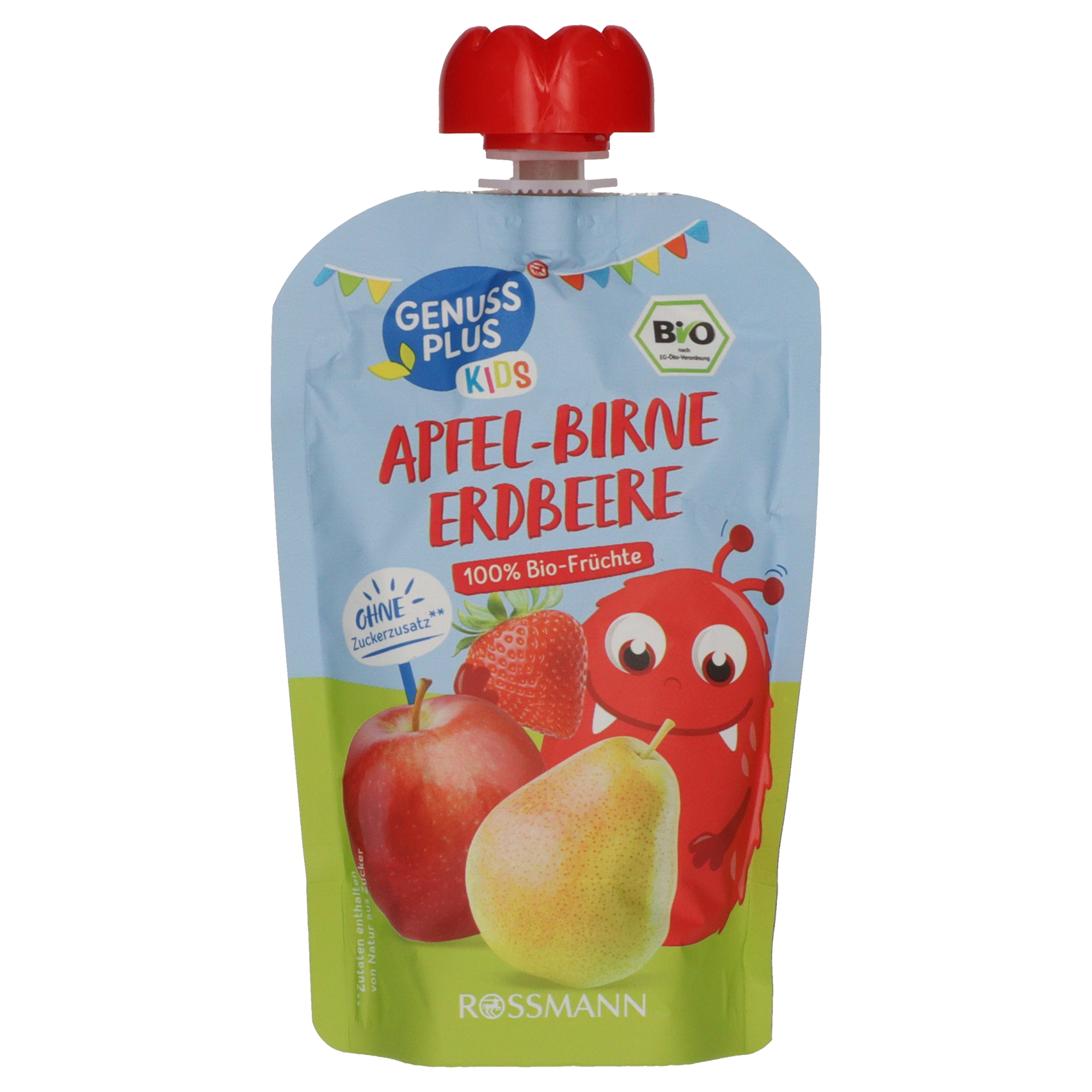 Genuss Plus Kids gyümölcspüré almával, körtével és eperrel - 100 g-3