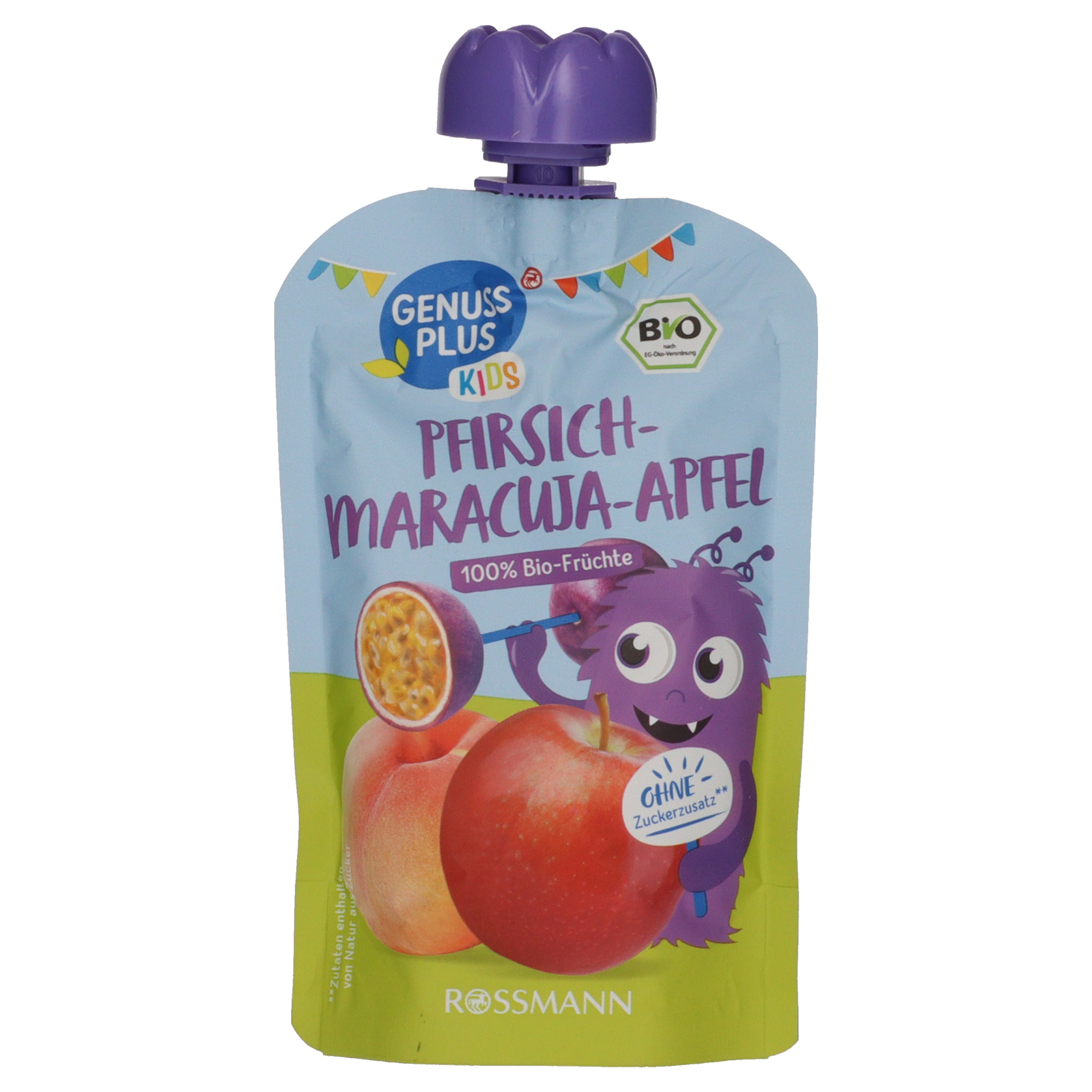 BIO Gyümölcspüré őszibarackkal, almával és maracujával 1 éves kortól - 100 g-2