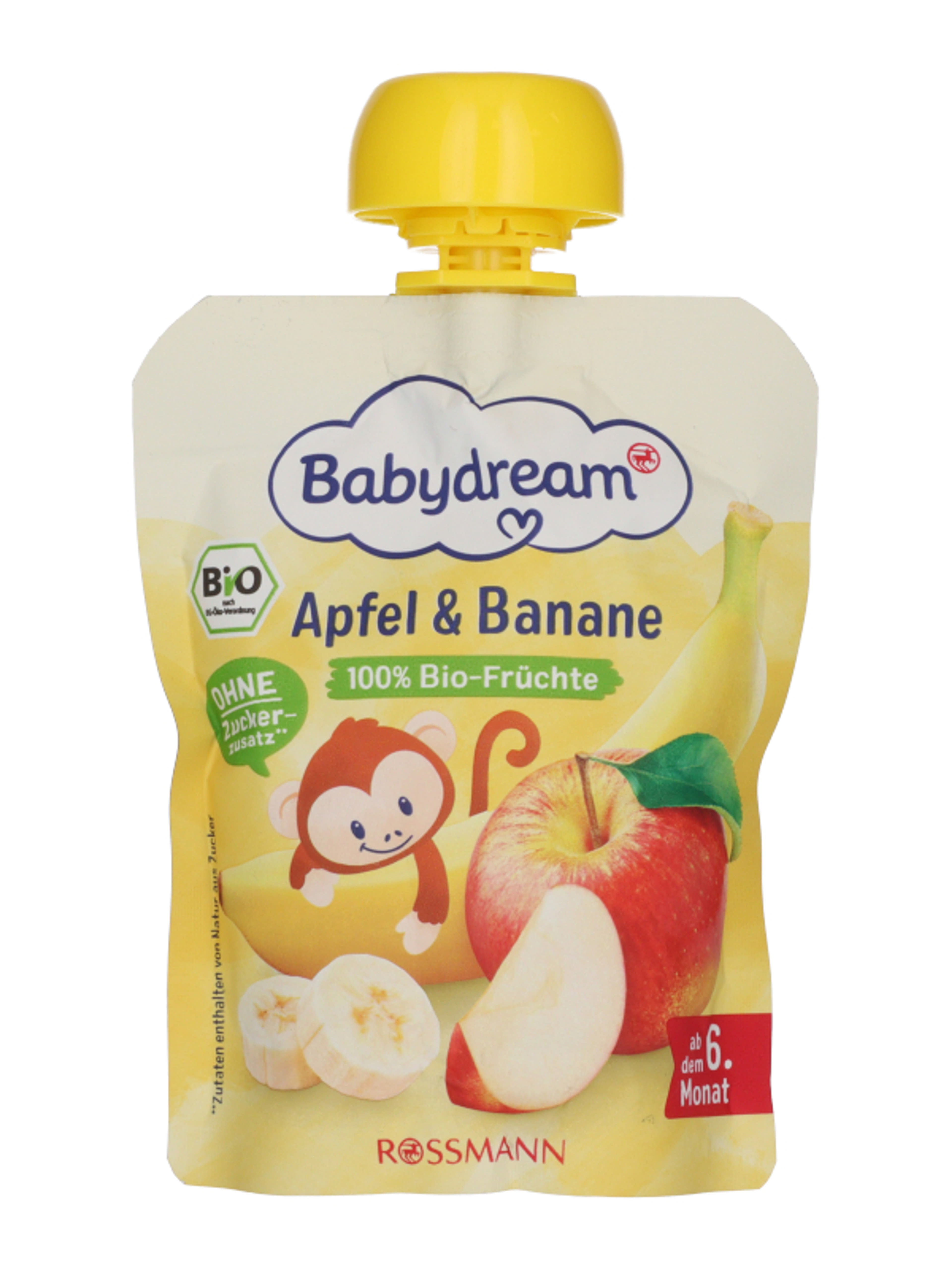 Babydream Bio gyümölcspüré 6 hónapos kortól, alma és banán - 90 g