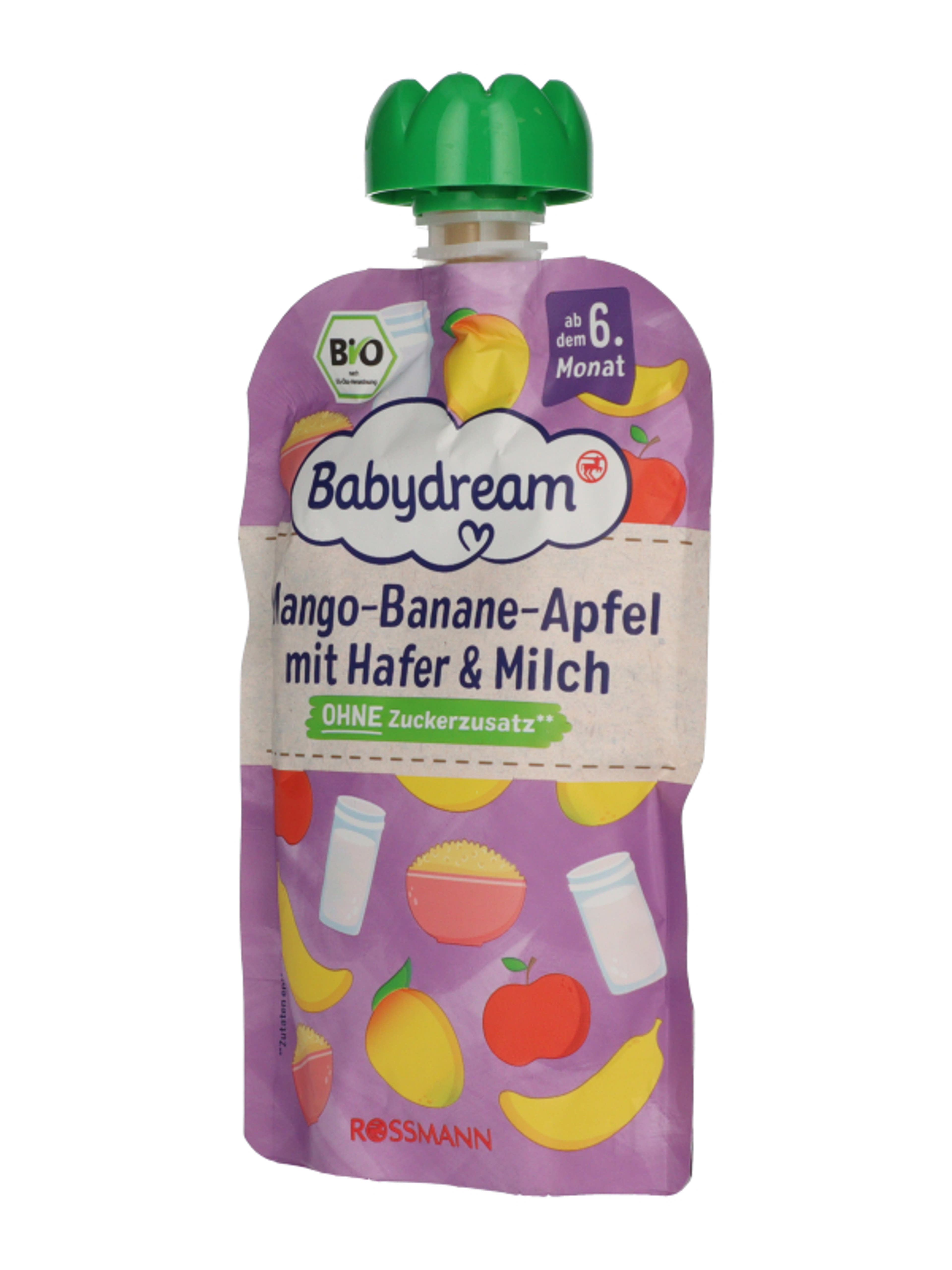 Babydream bio gyümölcs püré mangó-banán-alma-zab 6 hónapos kortól - 100 g-2