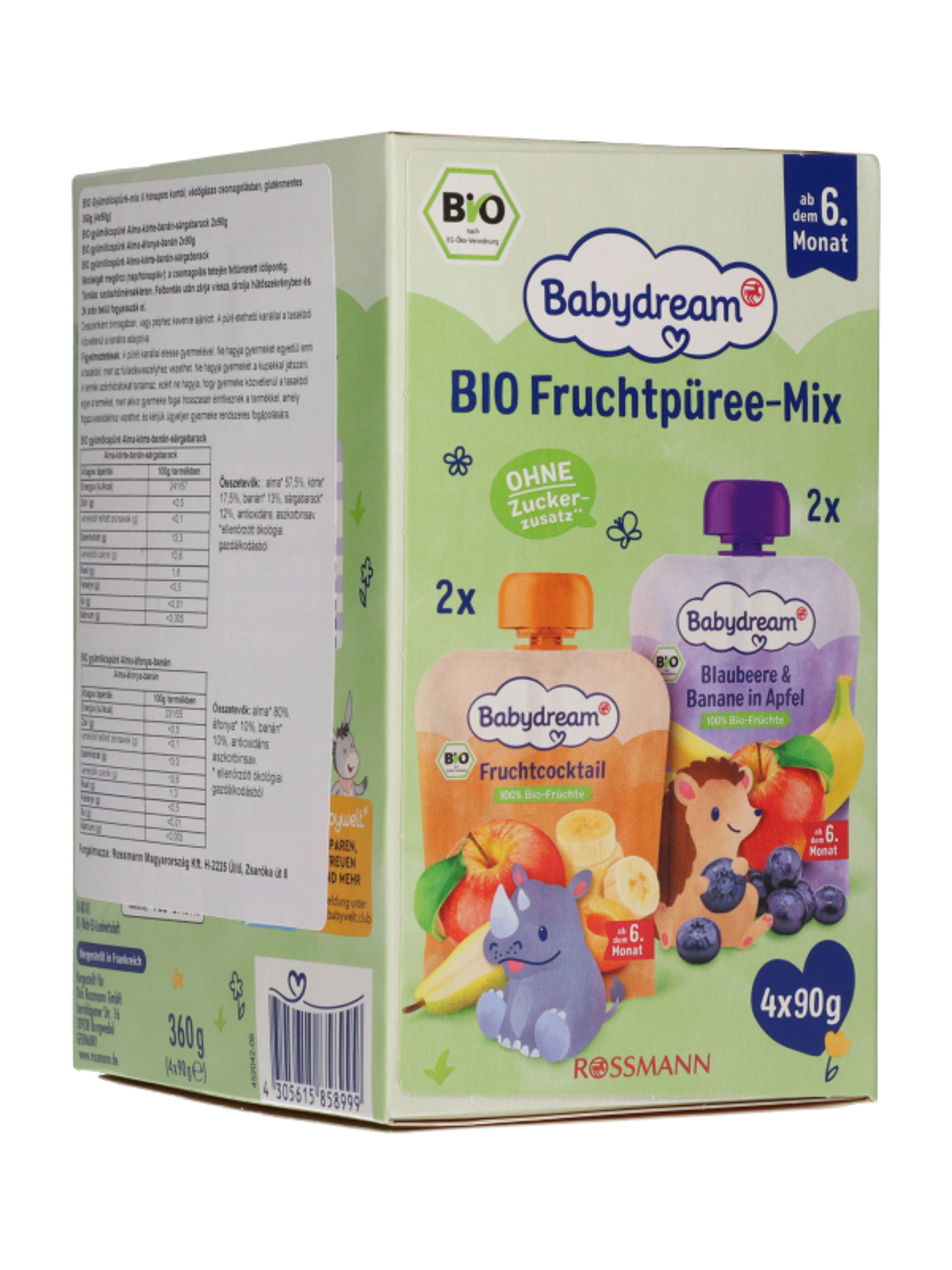 Babydream Bio Gyümölcspüré-mix 6 hónapos kortól - 360 g-4