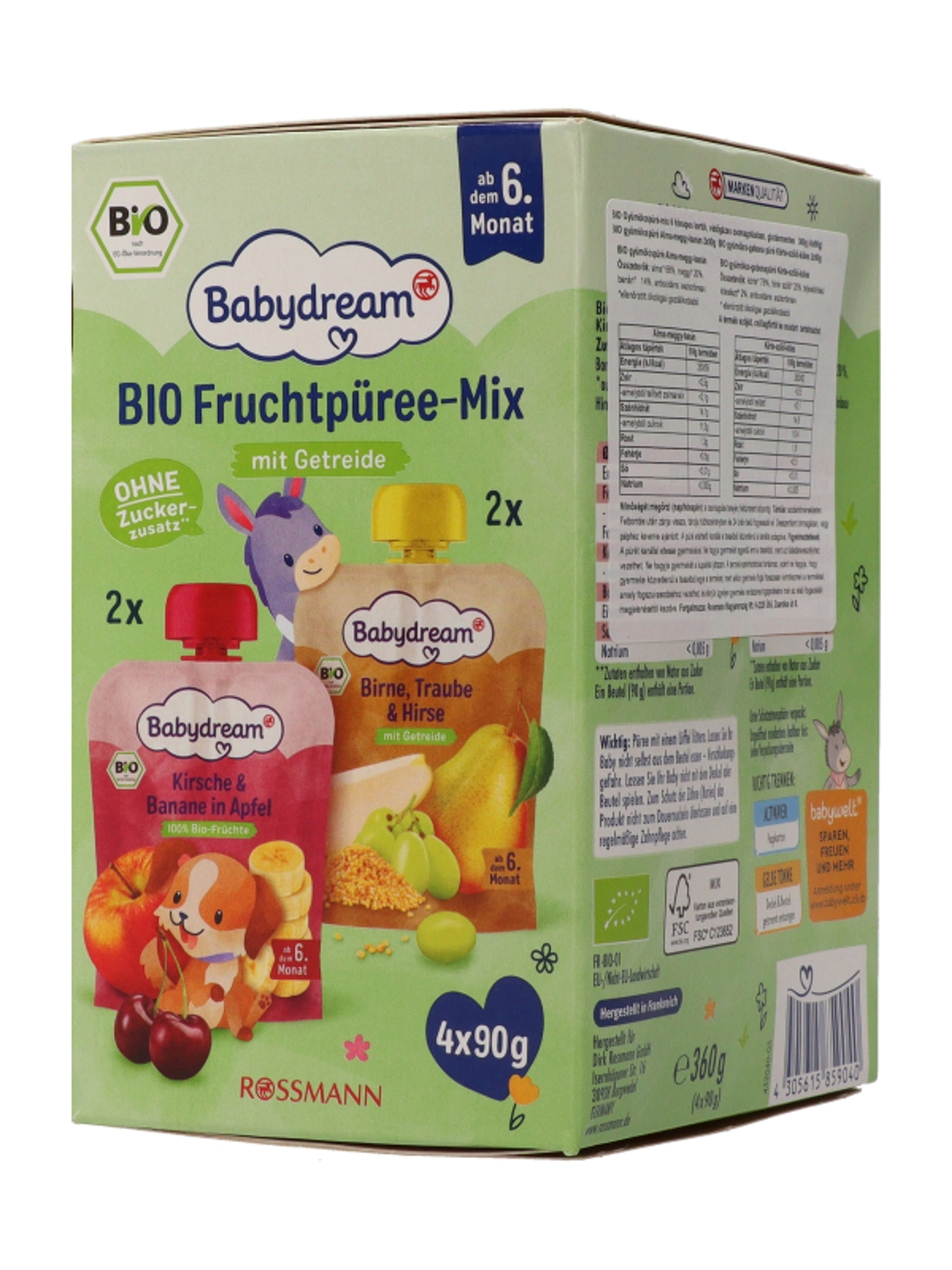 Babydream gyümölcspüré-mix 4 db x 90 g - 360 g-3