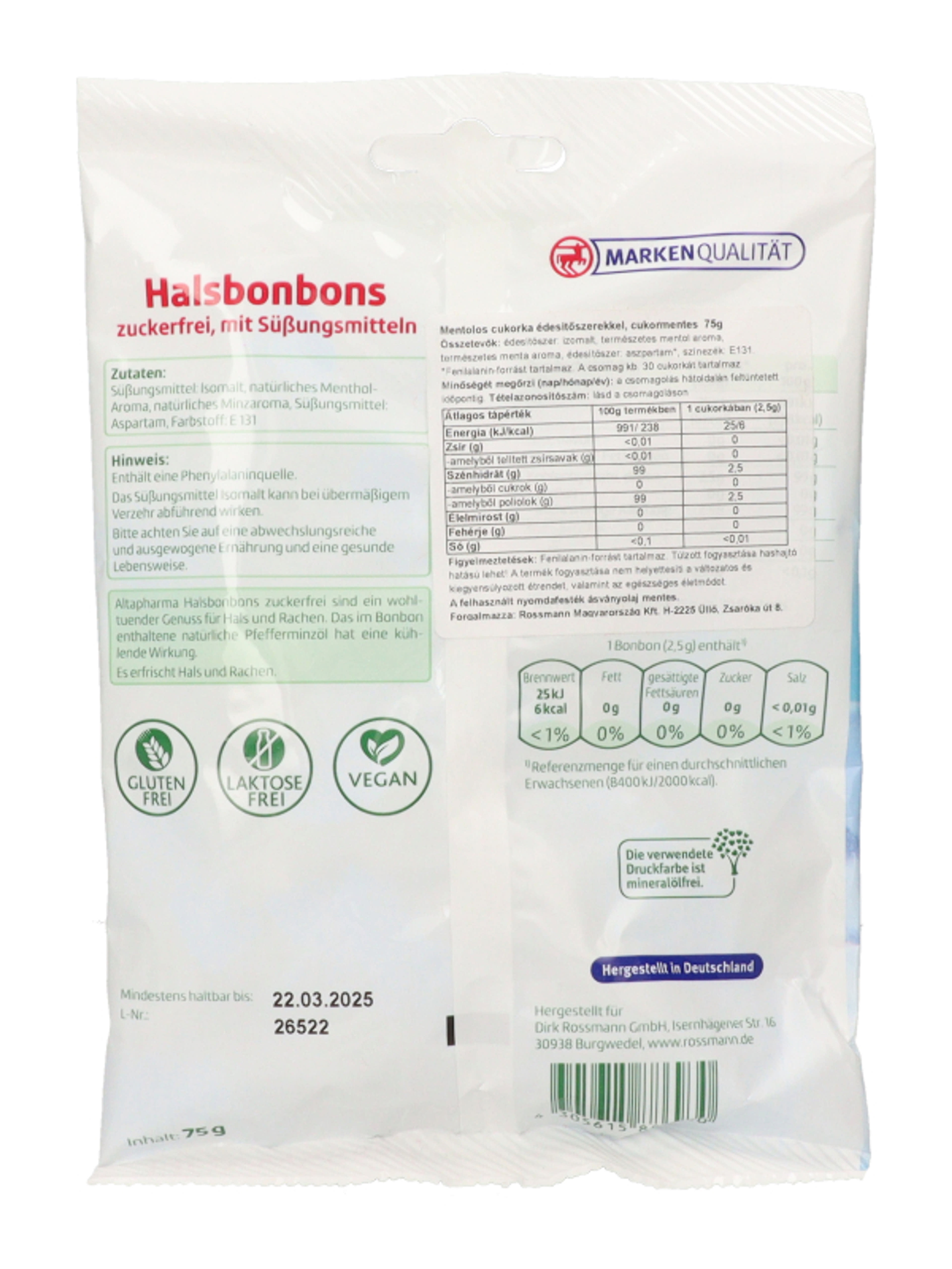 Altapharma mentolos torokcukorka édesítőszerekkel - 75 g-5
