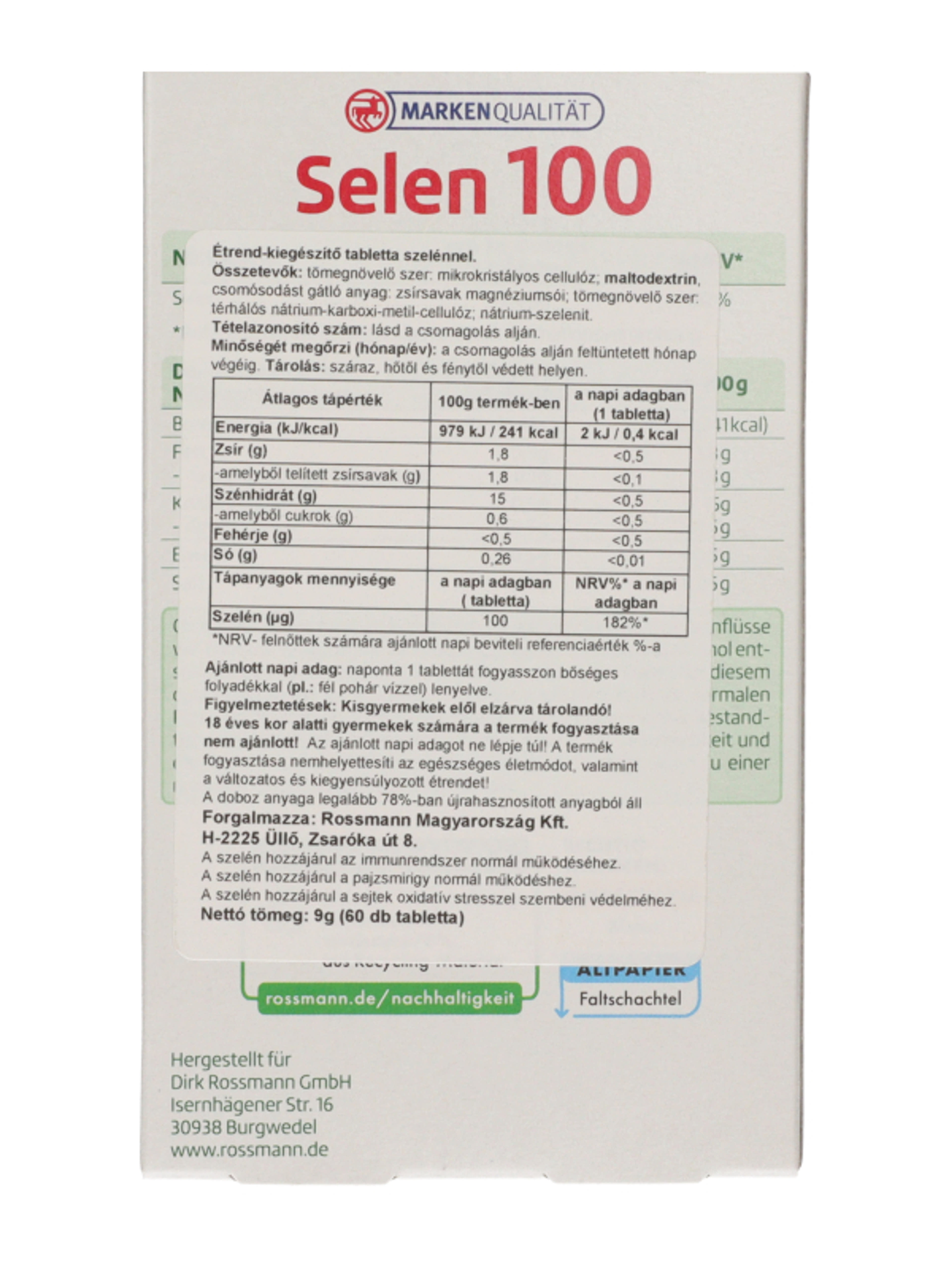 Altapharma Szelén 100 étrendkiegészítő tabletta -  60db-4