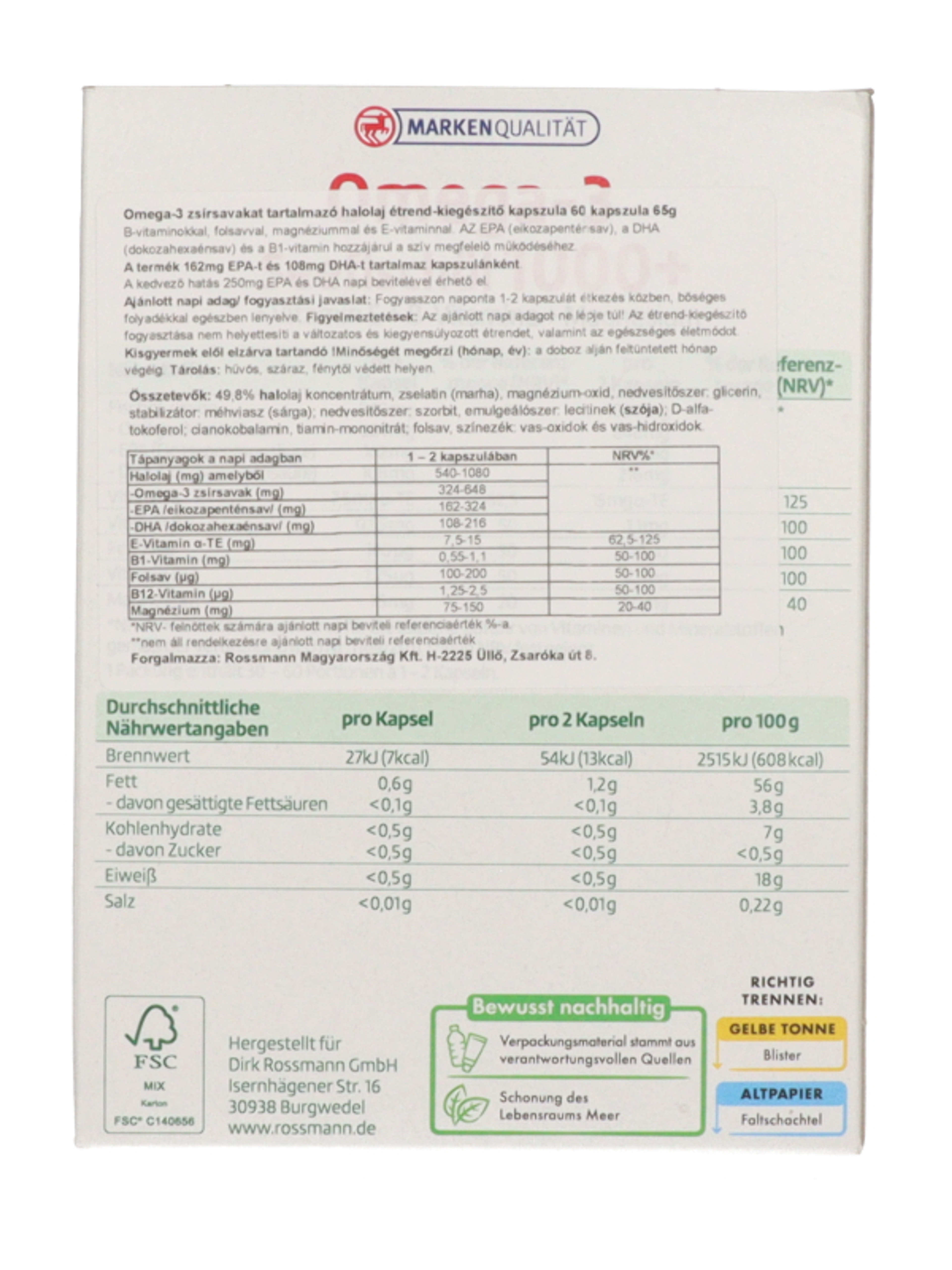 Altapharma Omega-3 halolaj 1000+ MSC étrend-kiegészítő kapszula - 60 db-3