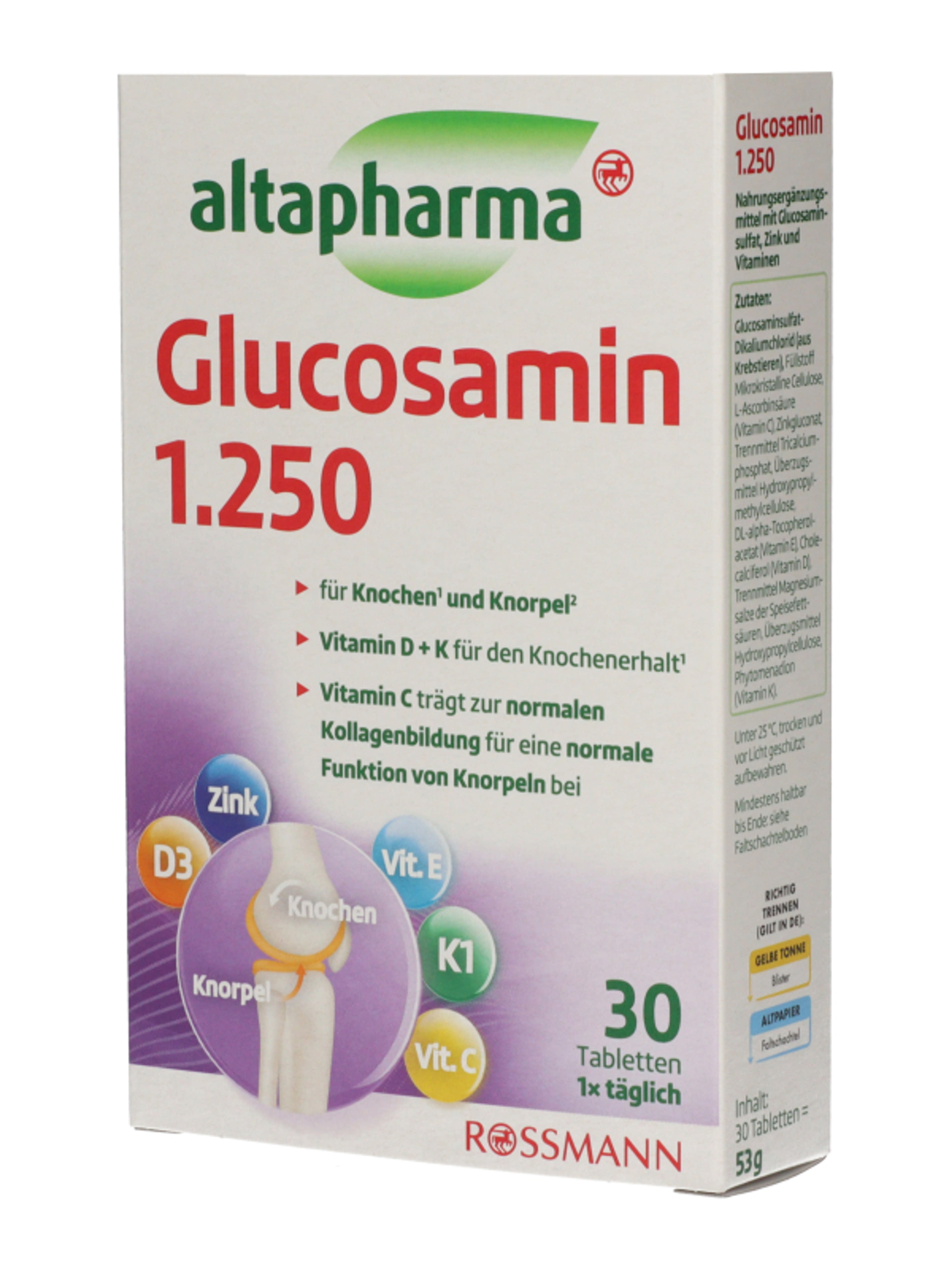 Altapharma étrend-kiegészítő tabletta glükózamin-szulfáttal, cinkkel és vitaminokkal - 30 db-3