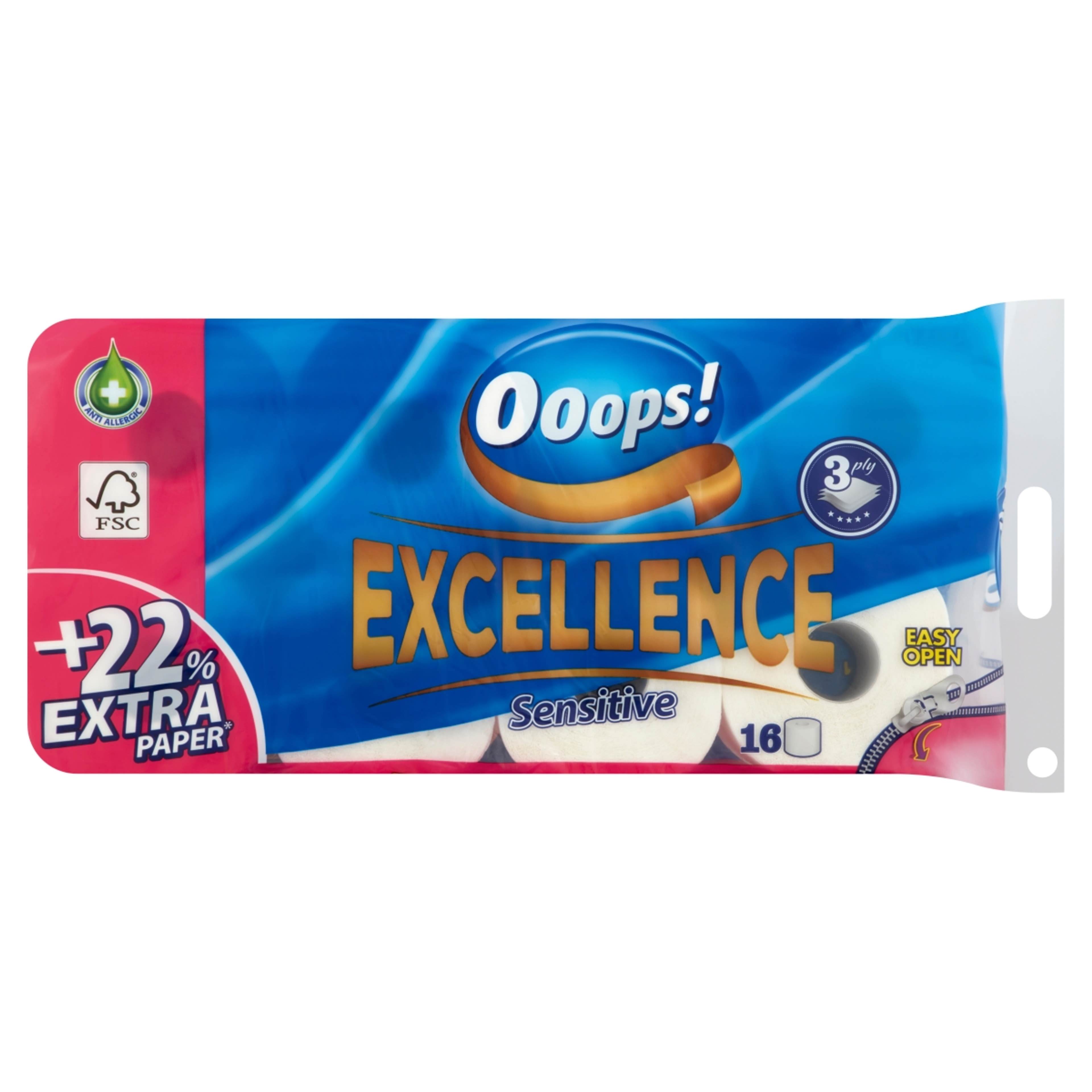 Ooops! Excellence 3 Rétegű Toalettpapír - 16 db-1
