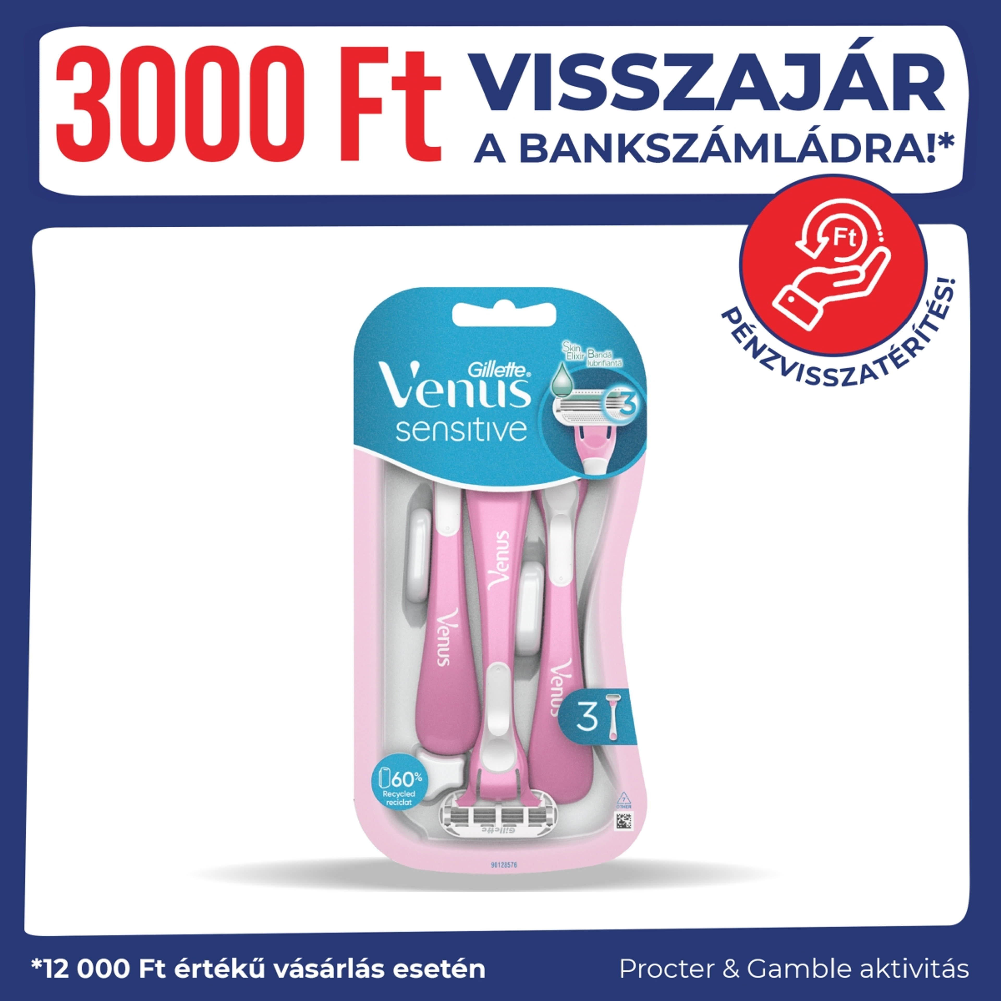 Gillette Venus Sensitive eldobható borotva 3 pengés - 3 db