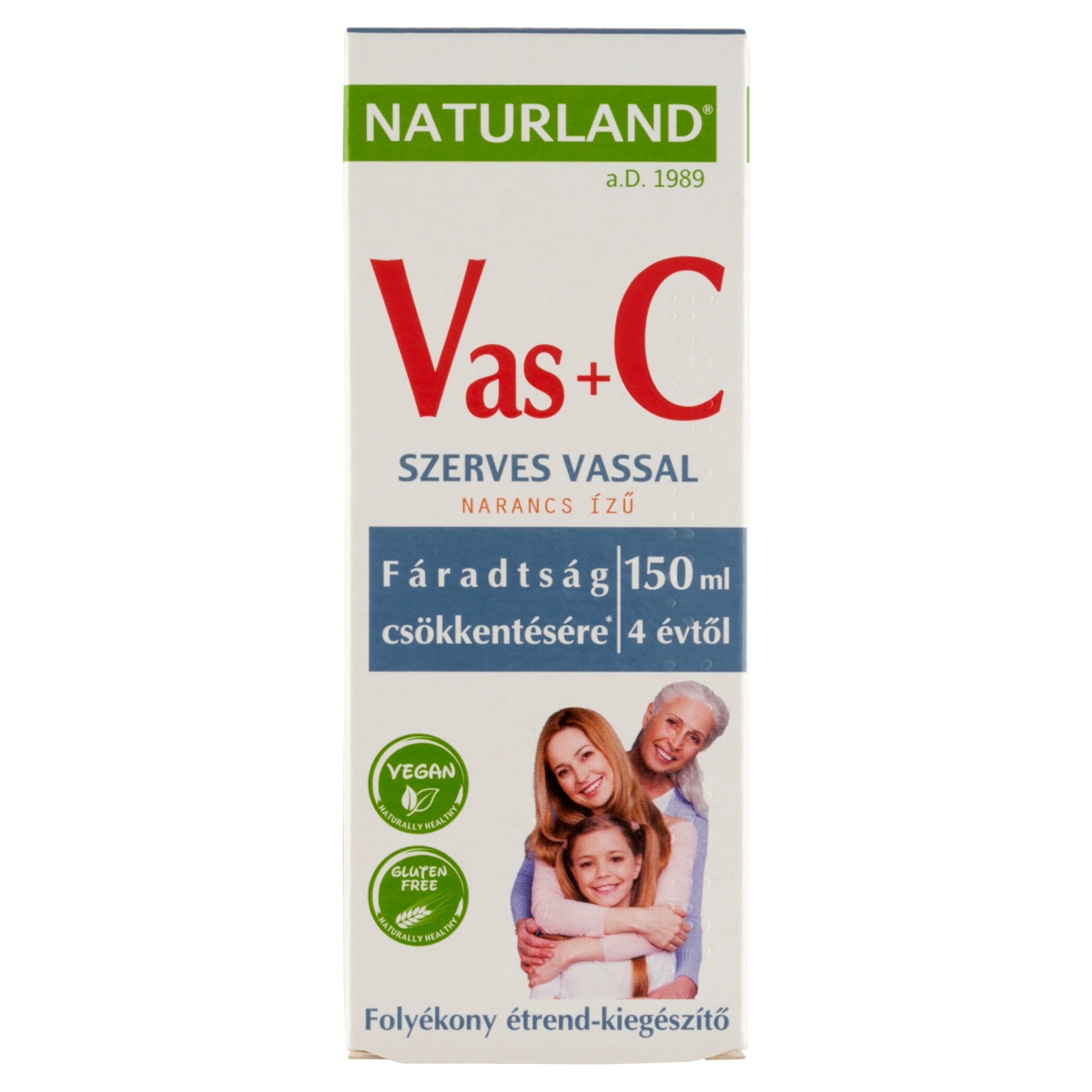 Naturland Vas+C folyékony étrend-kiegészítő készítmény narancs ízű  - 150 ml
