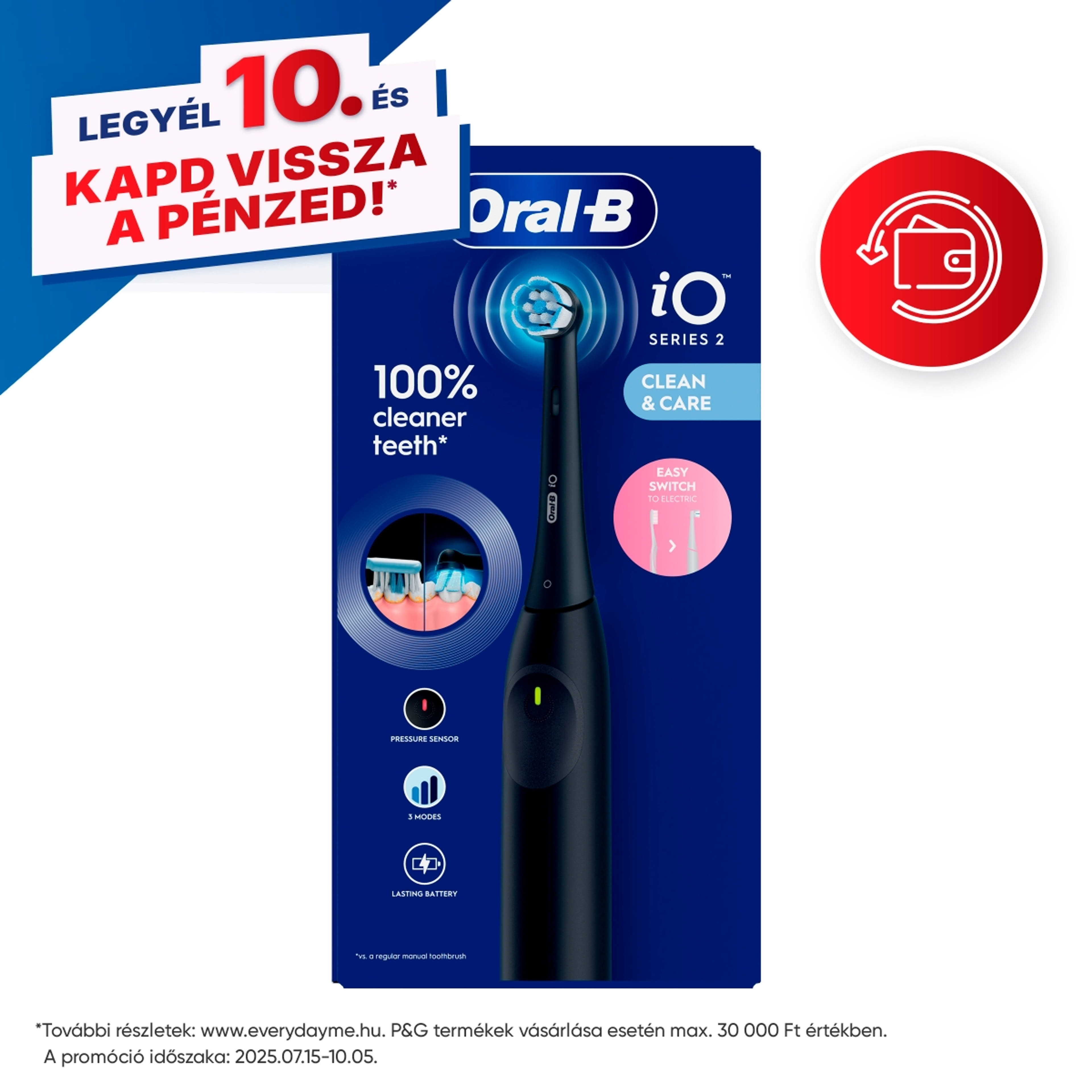 Oral-B iO 2 elektromos fogkefe /éjfekete - 1 db