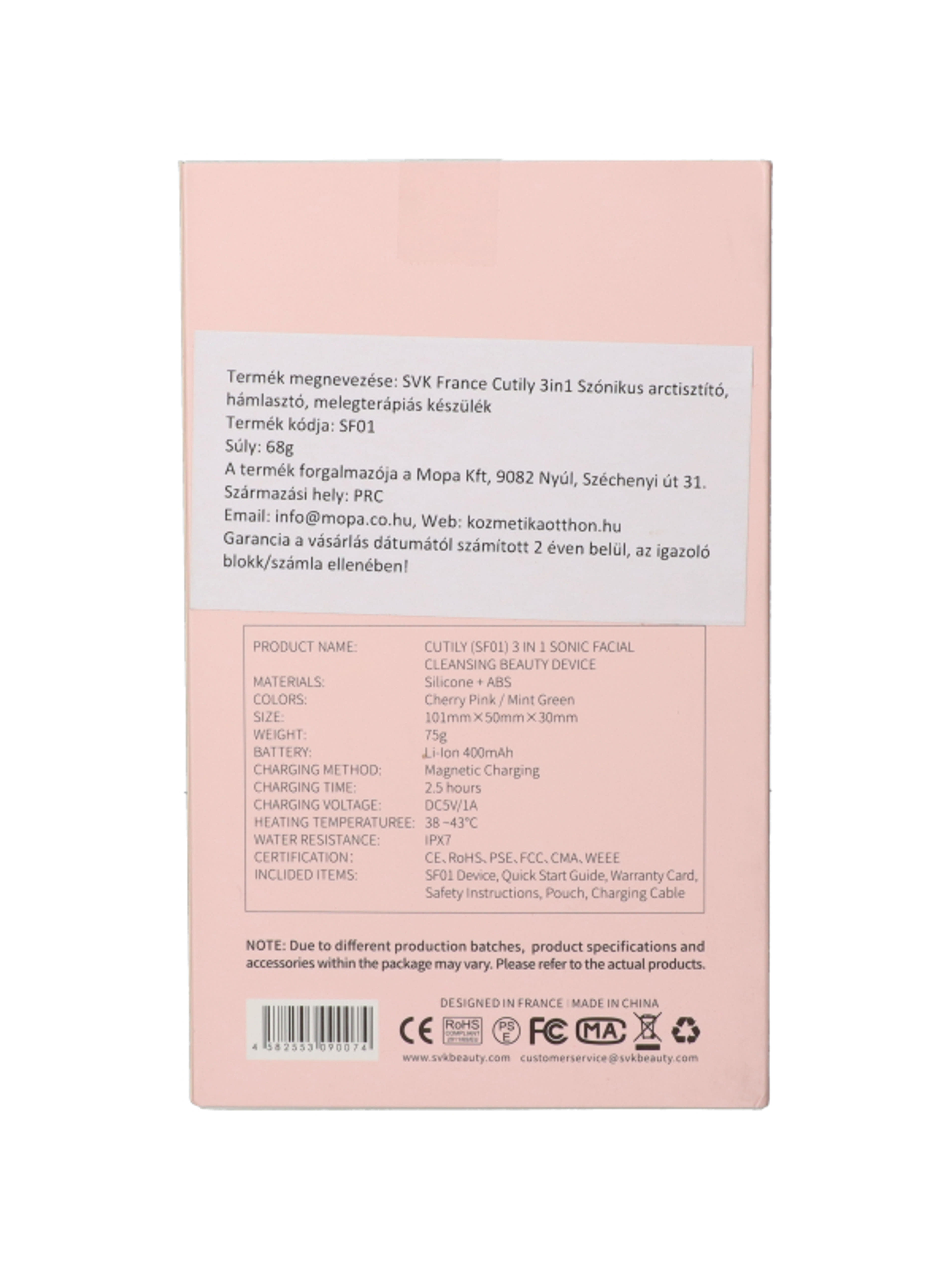 SVK France Cutily 3in1 Szónikus arctisztító rózsaszín - 1 db-3