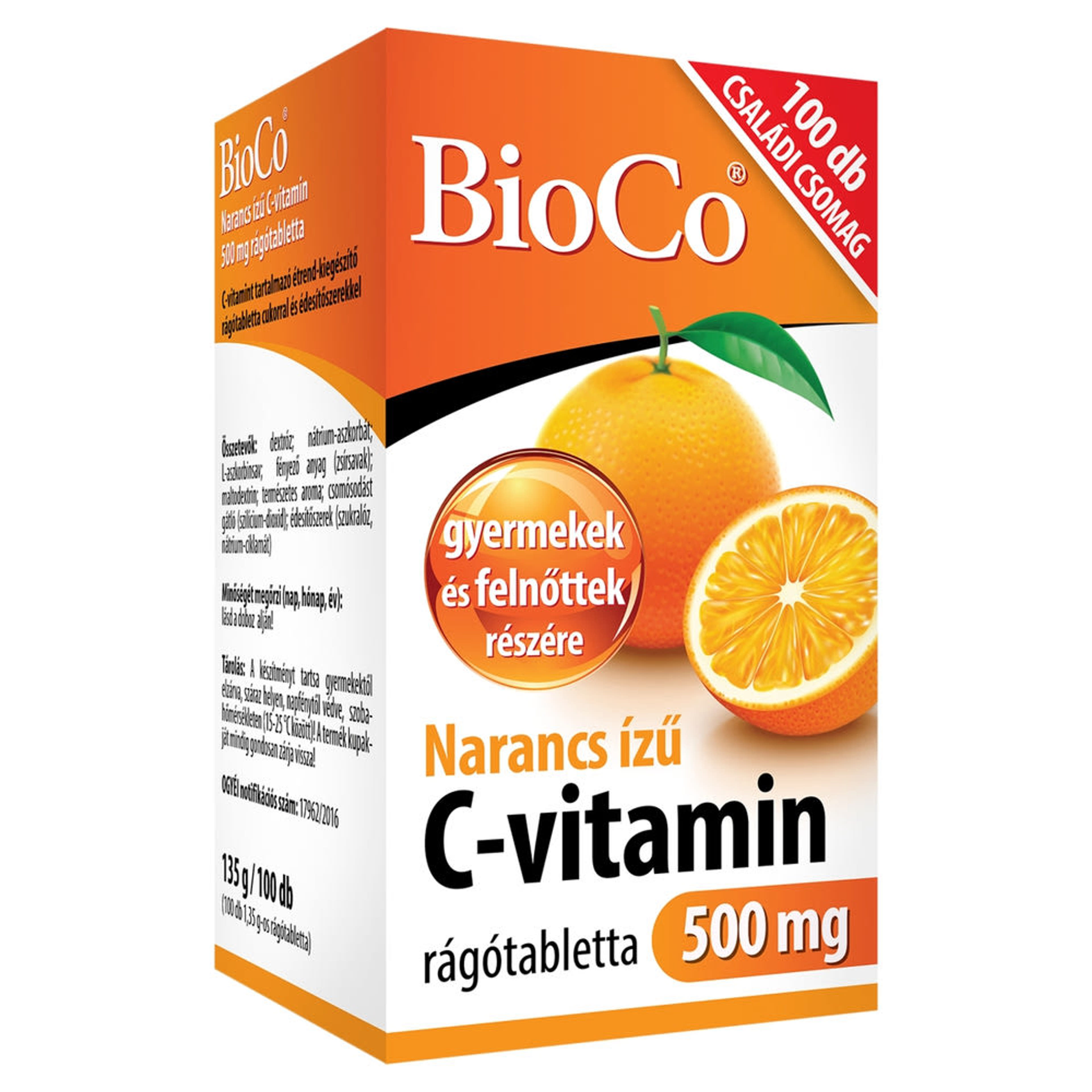 BioCo narancs ízű C-vitamin 500 mg rágótabletta - 100 db-2
