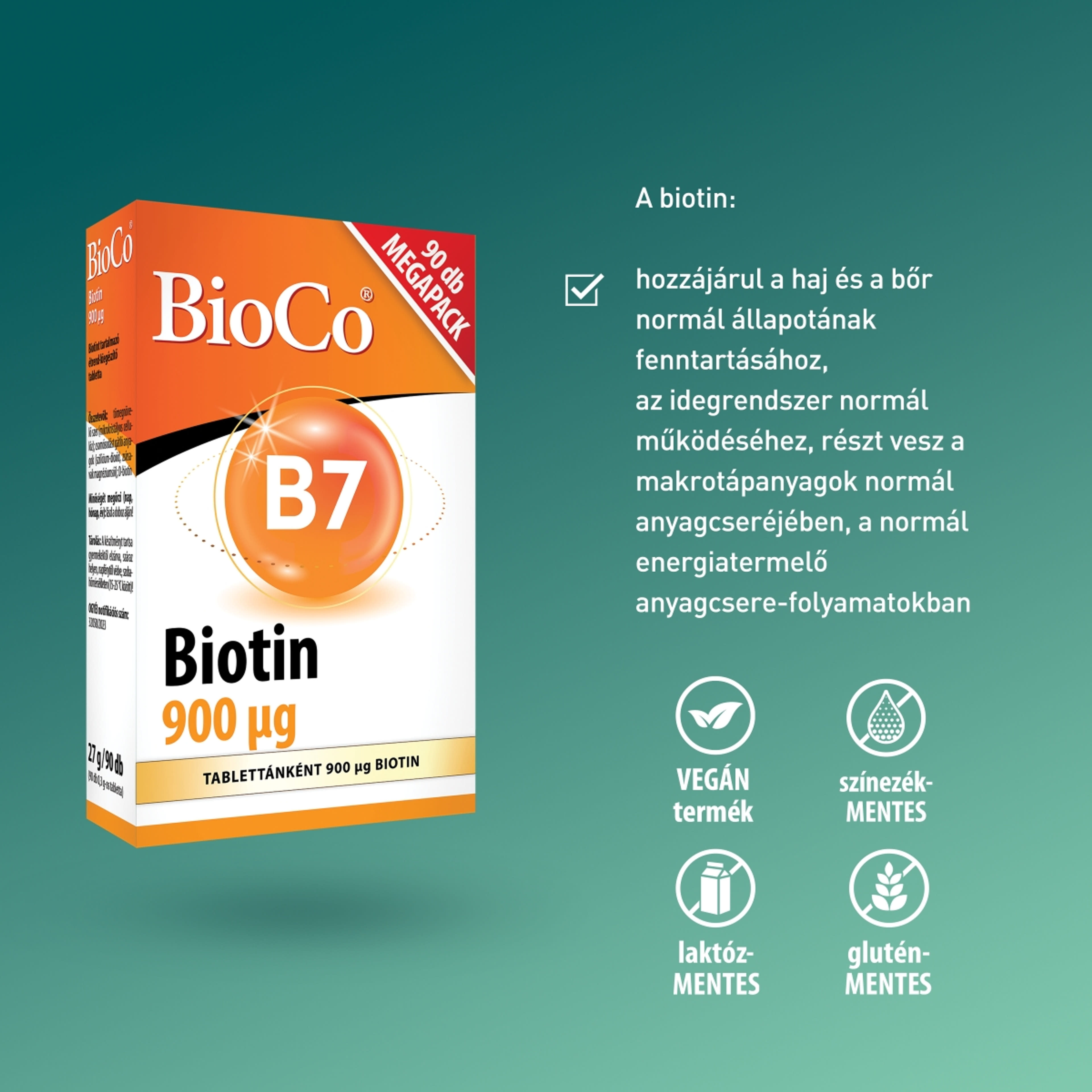 BioCo Biotin 900 MCG étrend-kiegészítő tabletta - 90 db-4