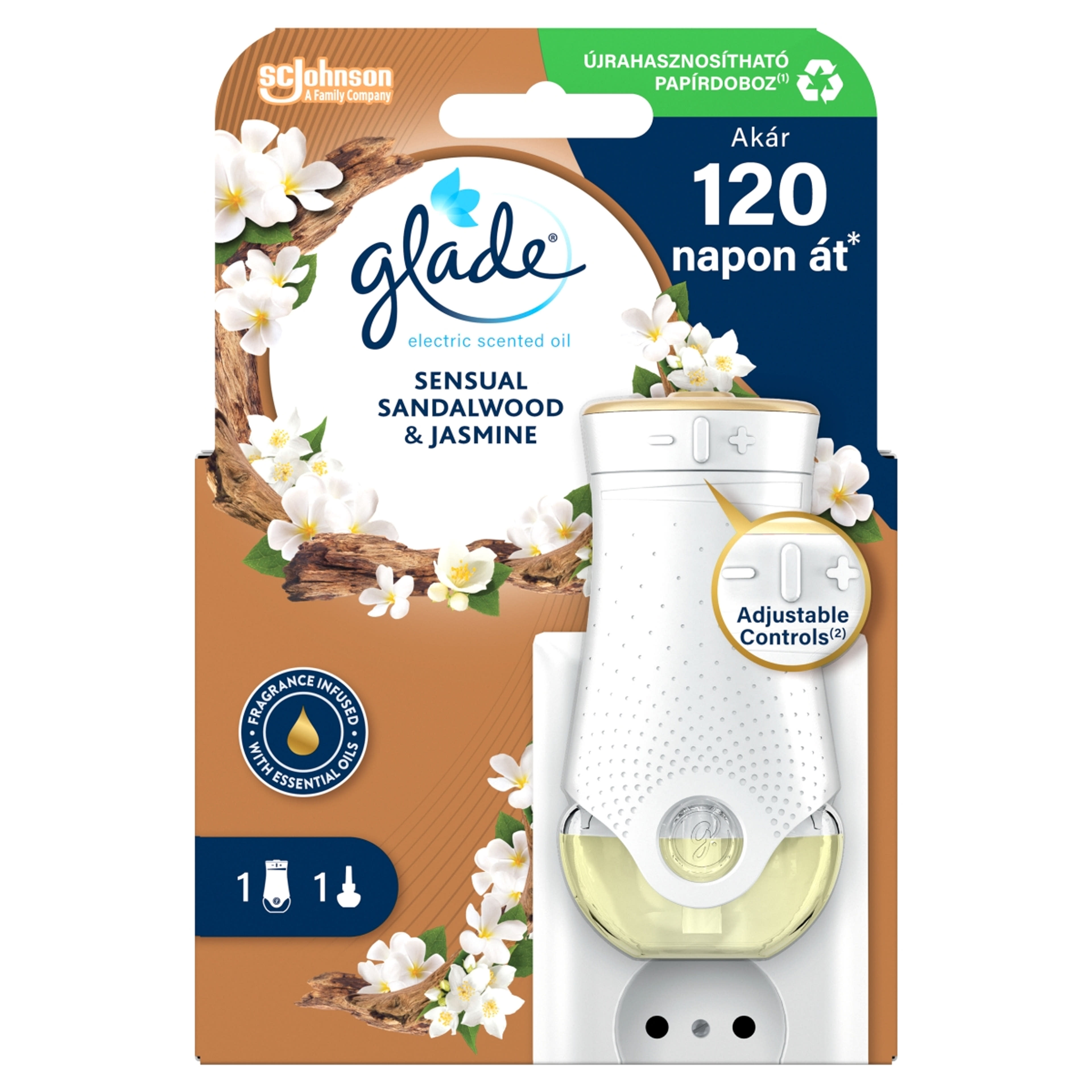 Glade Sensual Sandalwood & Jasmine elektromos légfrissítő készülék - 20 ml