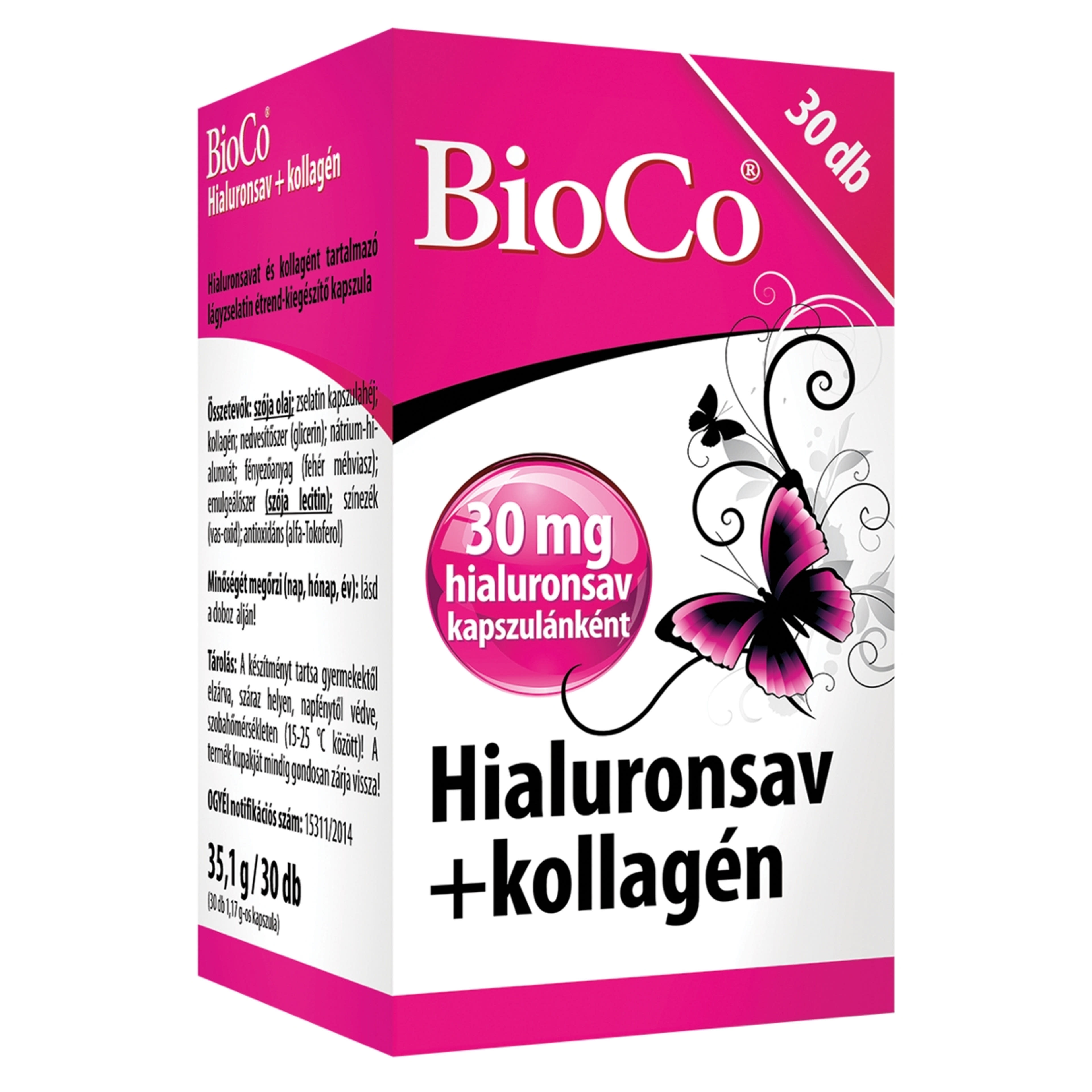 Bioco Hialuronsav+Kollagén étrendkiegészítő tabletta - 30 db-2