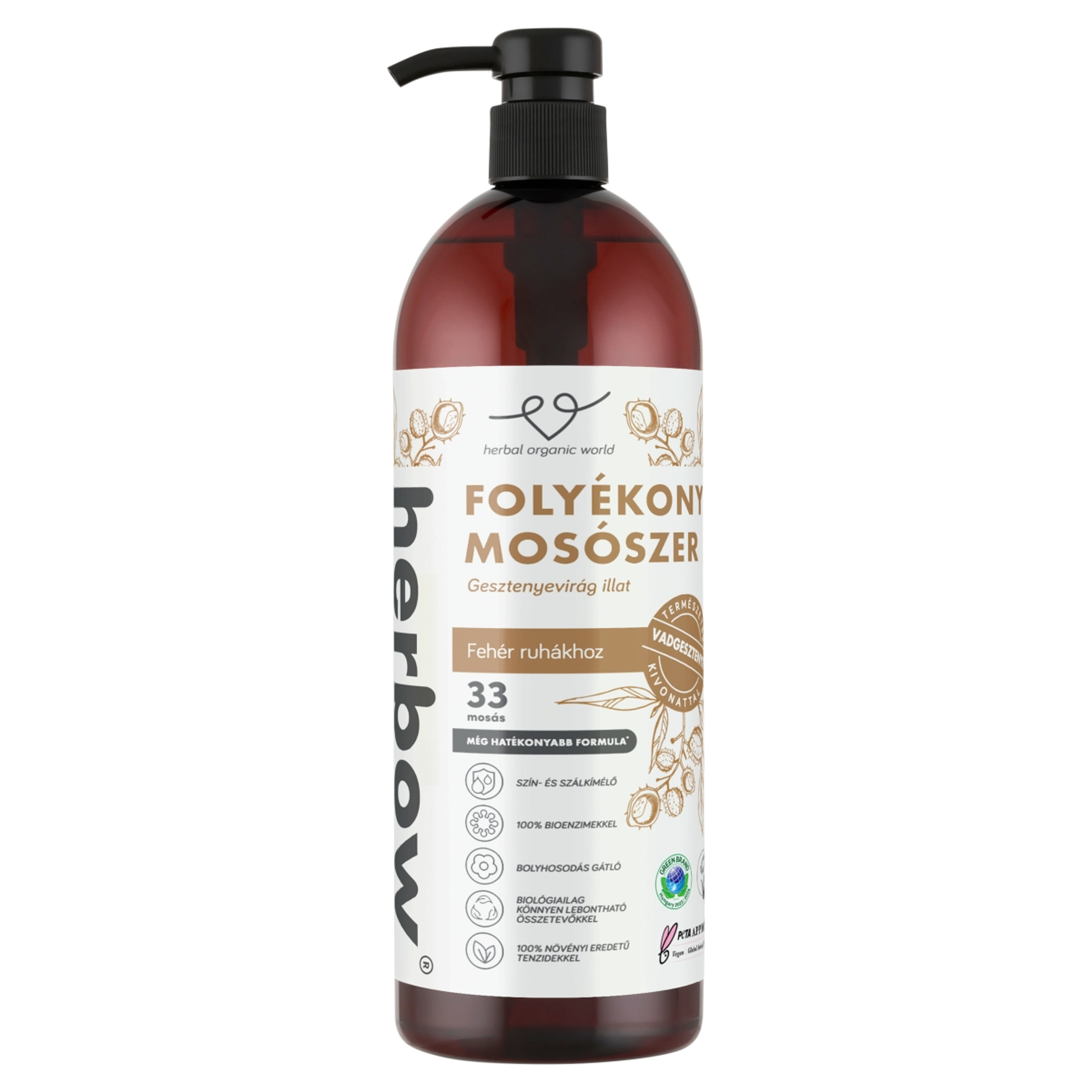 Herbow gesztenyevirág illatú folyékony mosószer fehér ruhákhoz 33 mosás - 1000 ml-1
