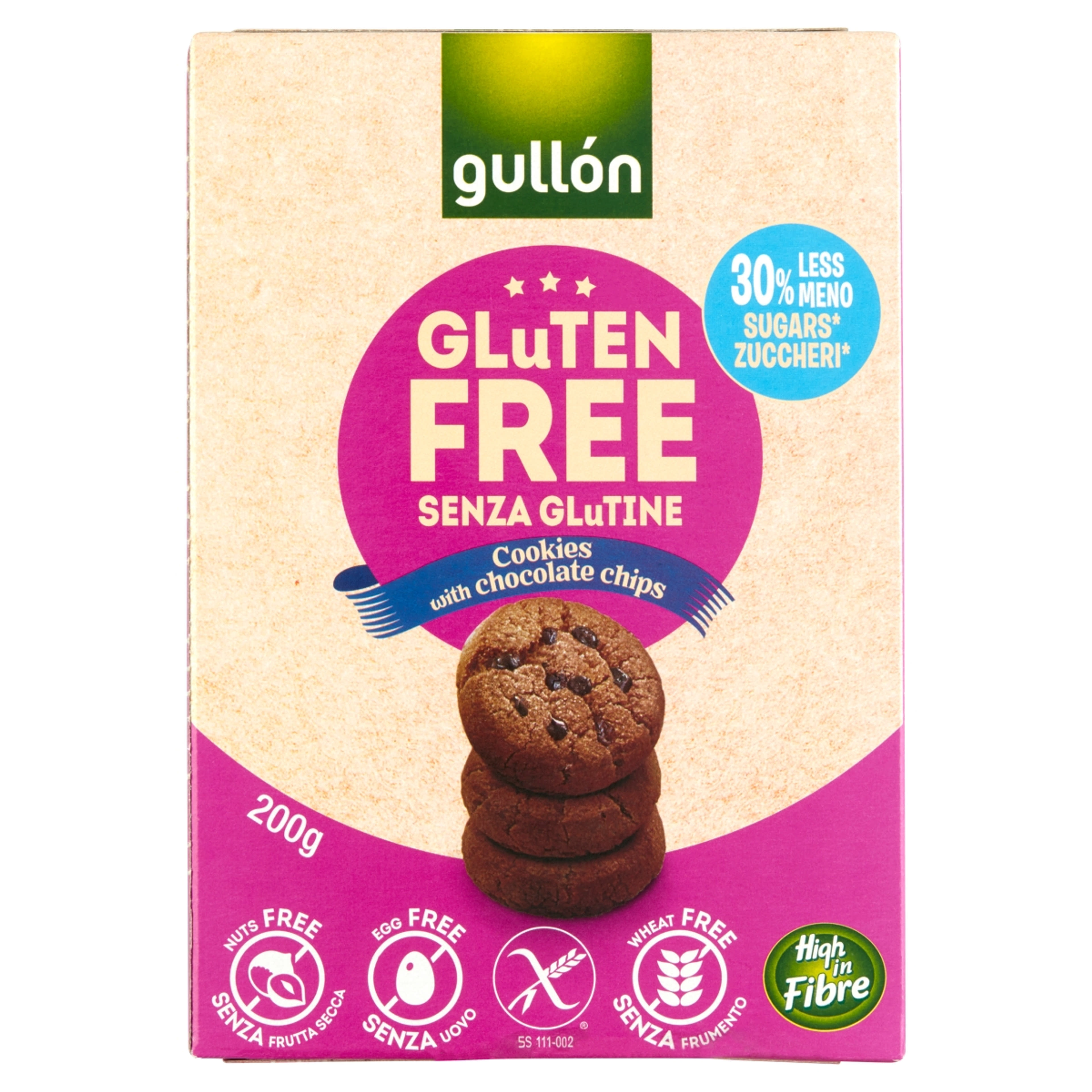 Gullón gluténmentes keksz csokoládé darabokkal - 200 g-1