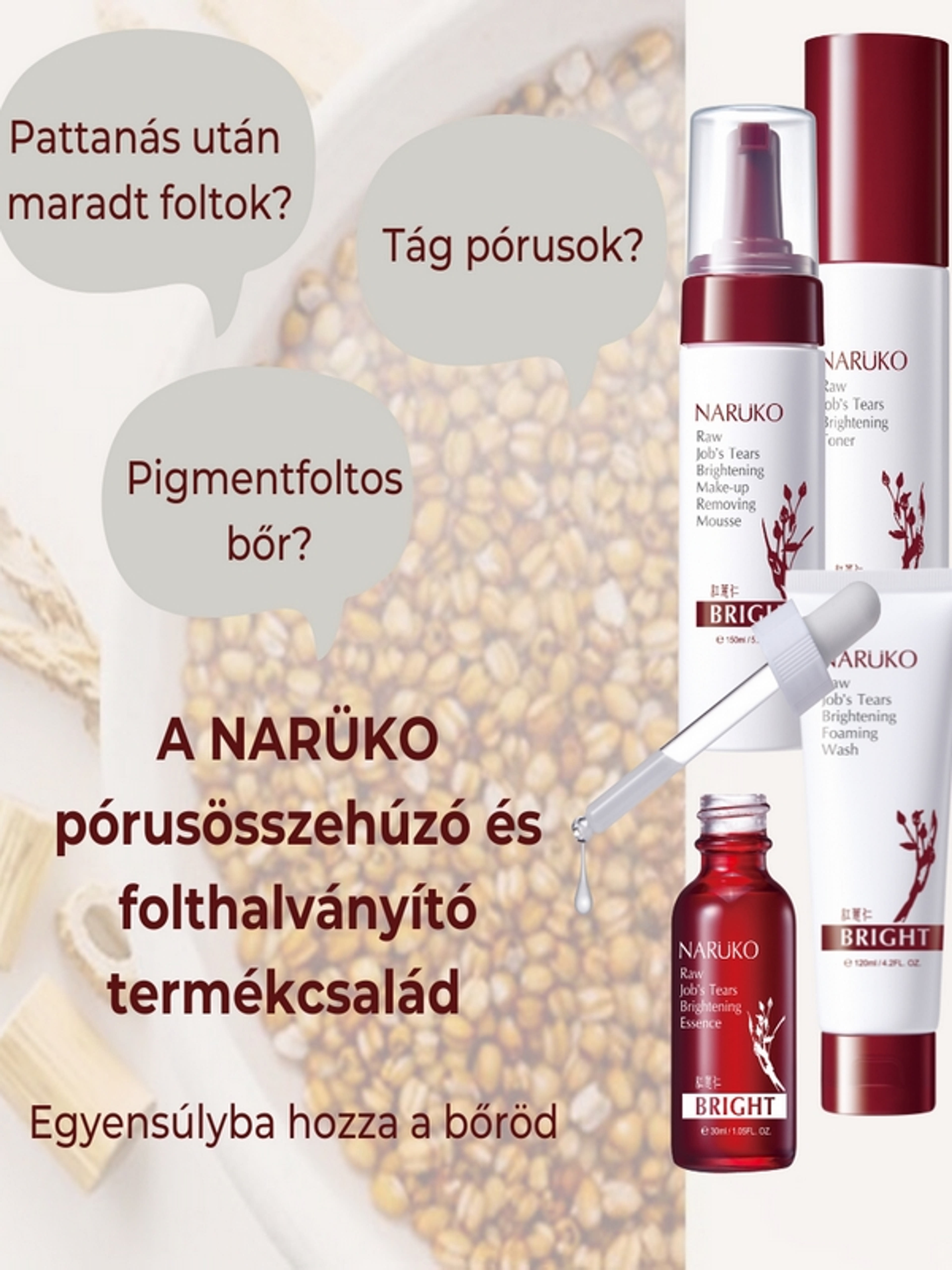 Narüko pórusösszehúzó és folthalványító fátyolmaszk vörös árpával - 25 ml-4