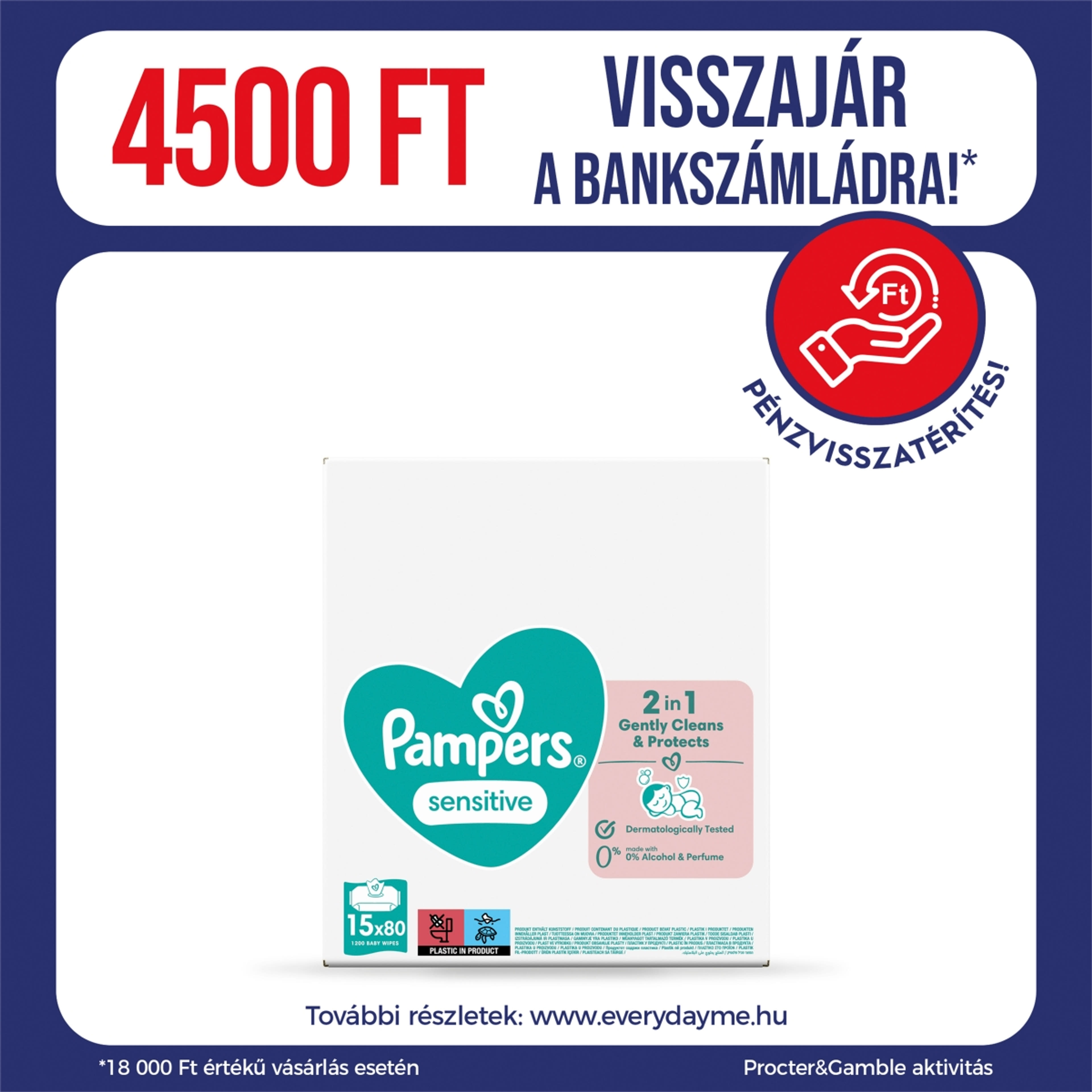 Pampers Sensitive törlőkendő (15x80 db) - 1200 db