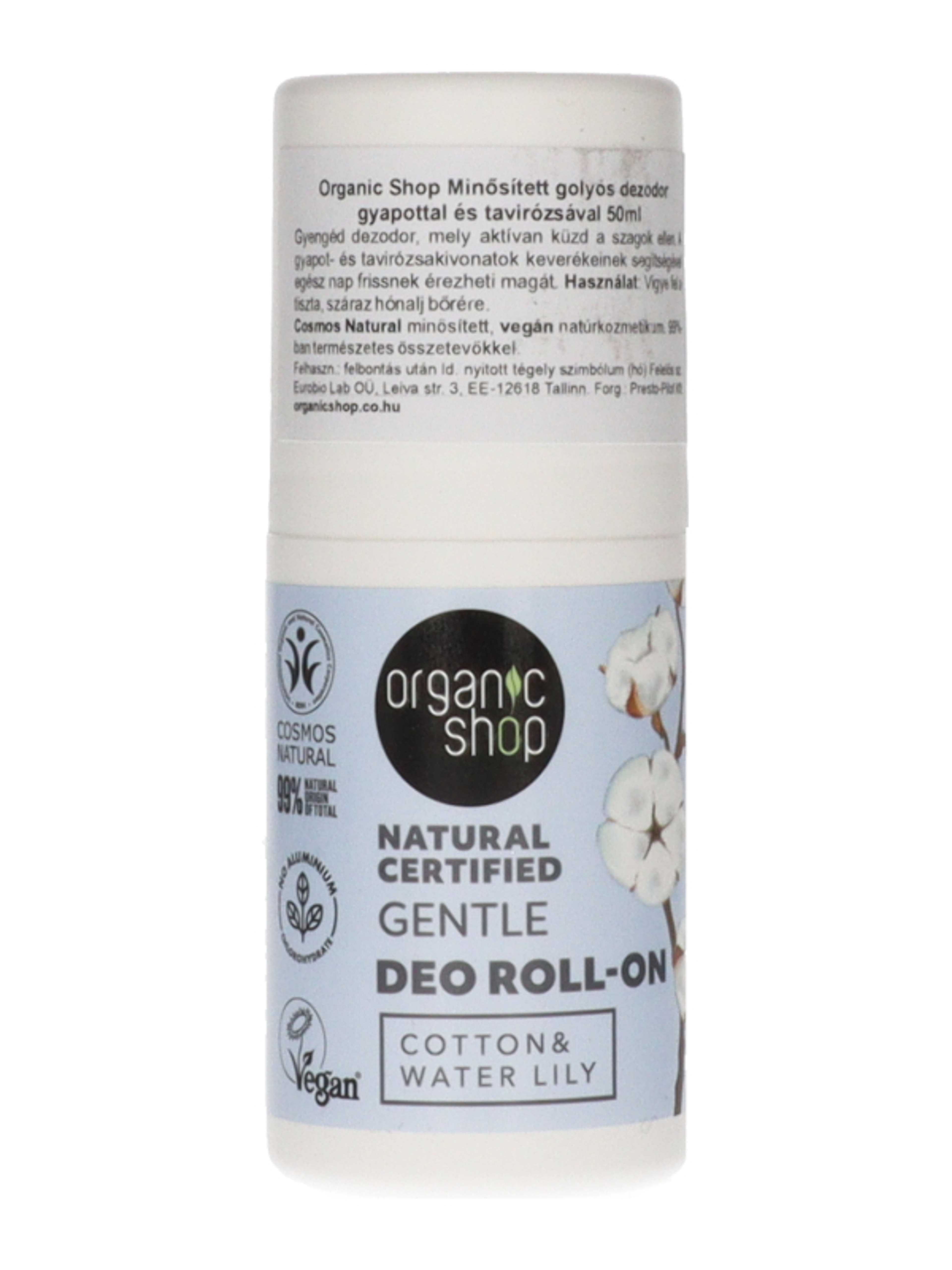 Organic Shop golyós dezodor gyapottal és tavirózsával - 50 ml