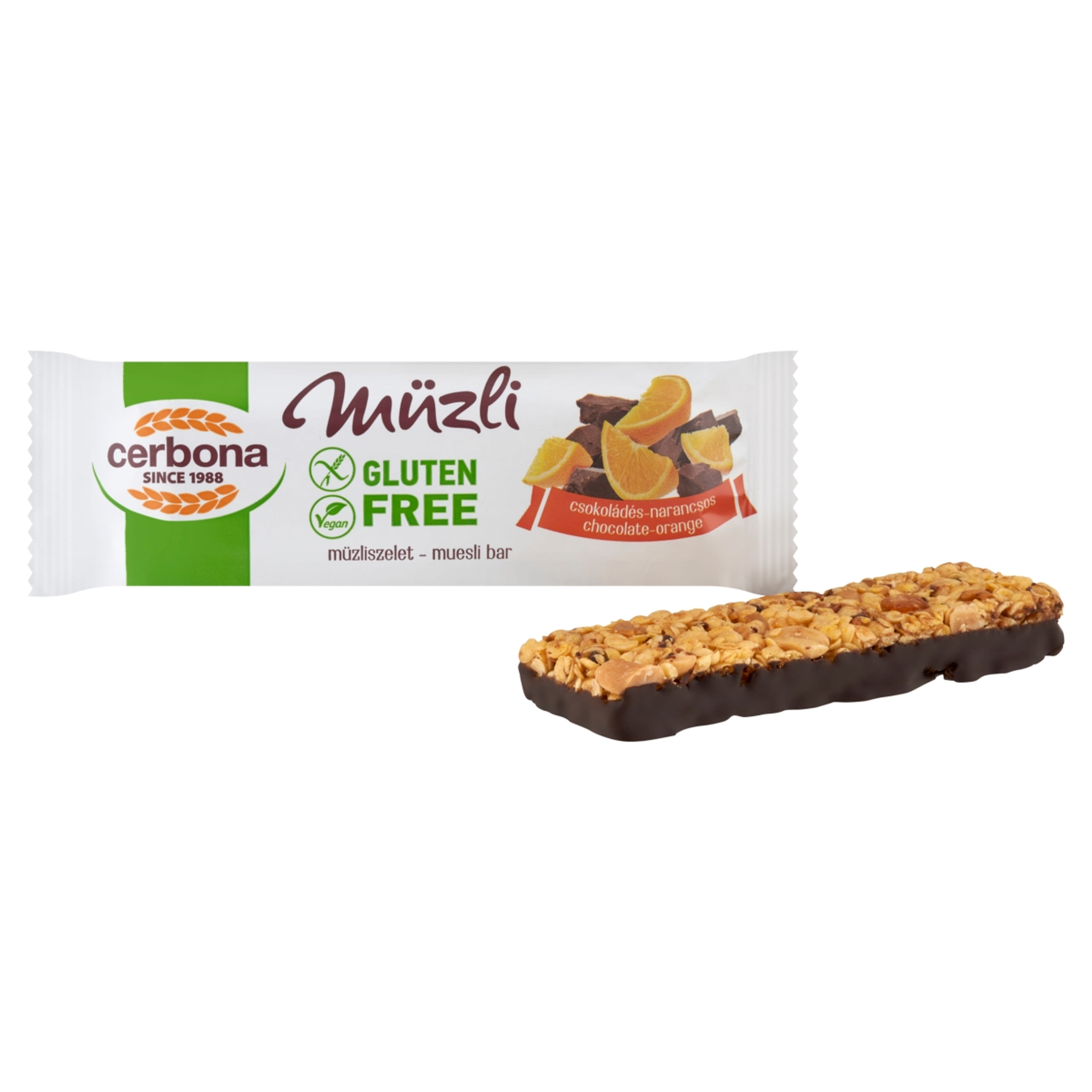 Cerbona gluténmentes csokoládés, narancsos szelet - 35 g-2