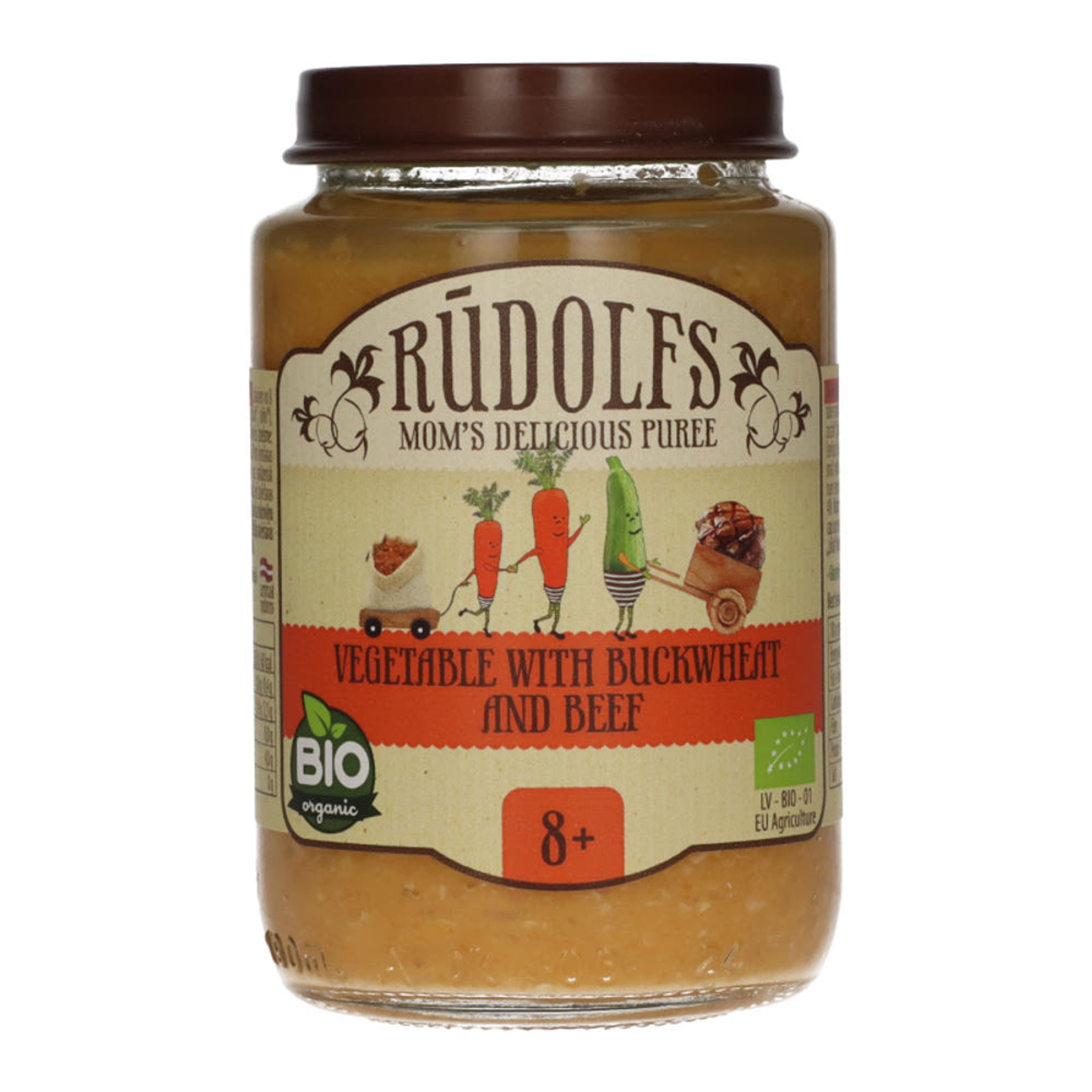 Rudolfs Bio bébiétel zöldségek hajdinával és marhahússal 8 hónapos kortól - 190 g
