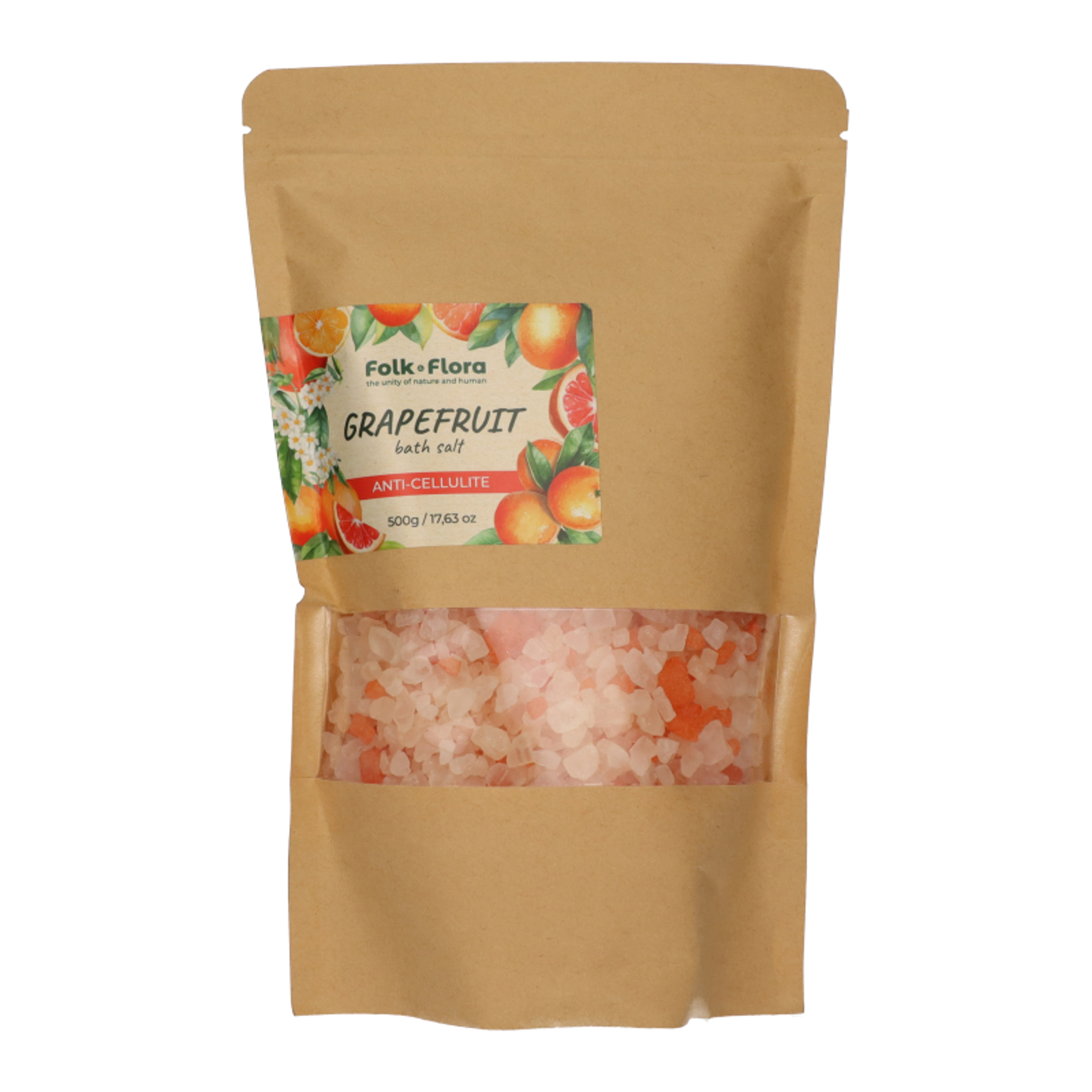 Folk&Flora frissítő és revitalizáló anti-cellulit fürdősó grapefruittal  - 500 g-1