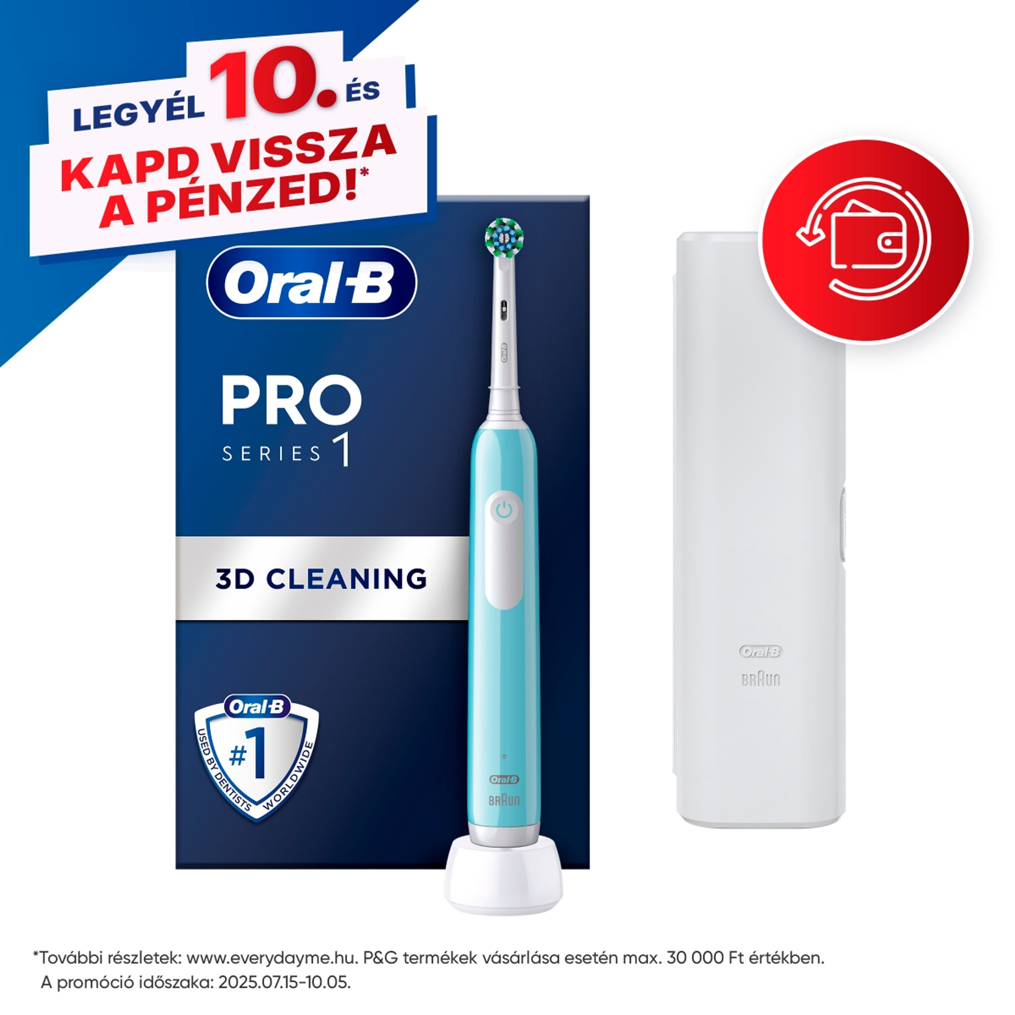 Oral-B Pro Series 1 elektromos fogkefe + tok utazáshoz /karibi kék - 1 db