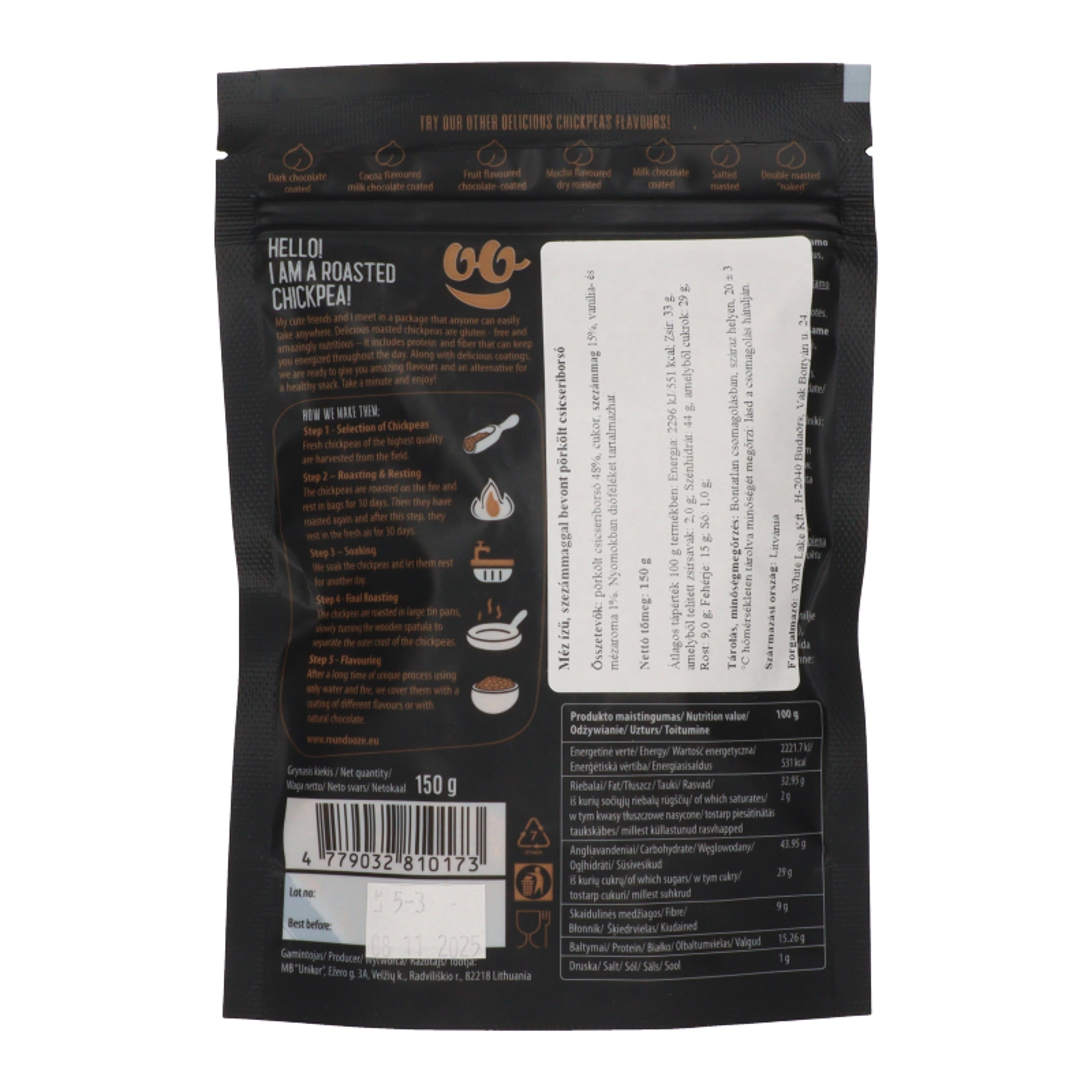 Roundooze csicseriborsó szezámmagos-mézes - 170 g-2