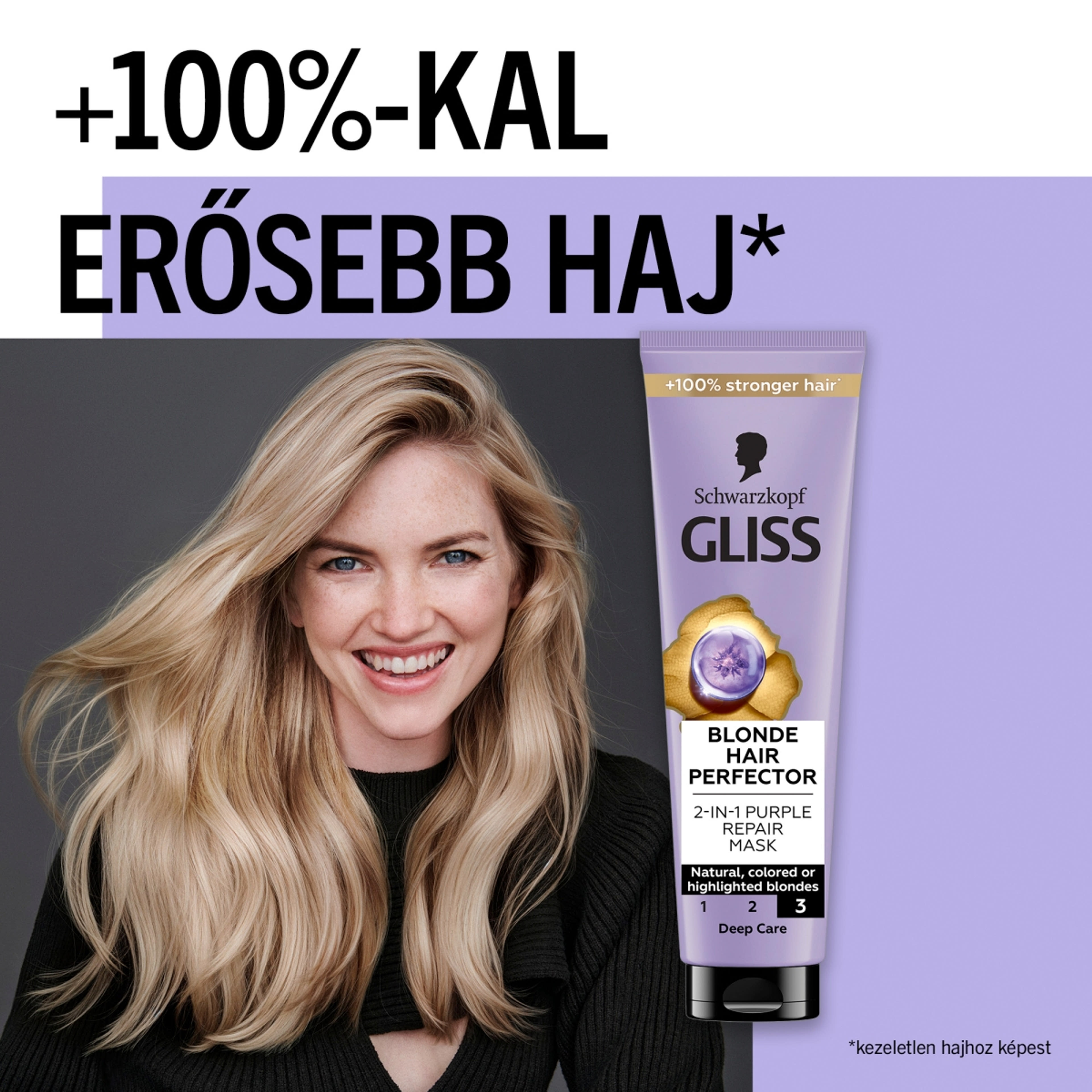 Gliss Blonde Hair Perfector 2 az 1-ben lila hamvasító hajpakolás - 150 ml-2