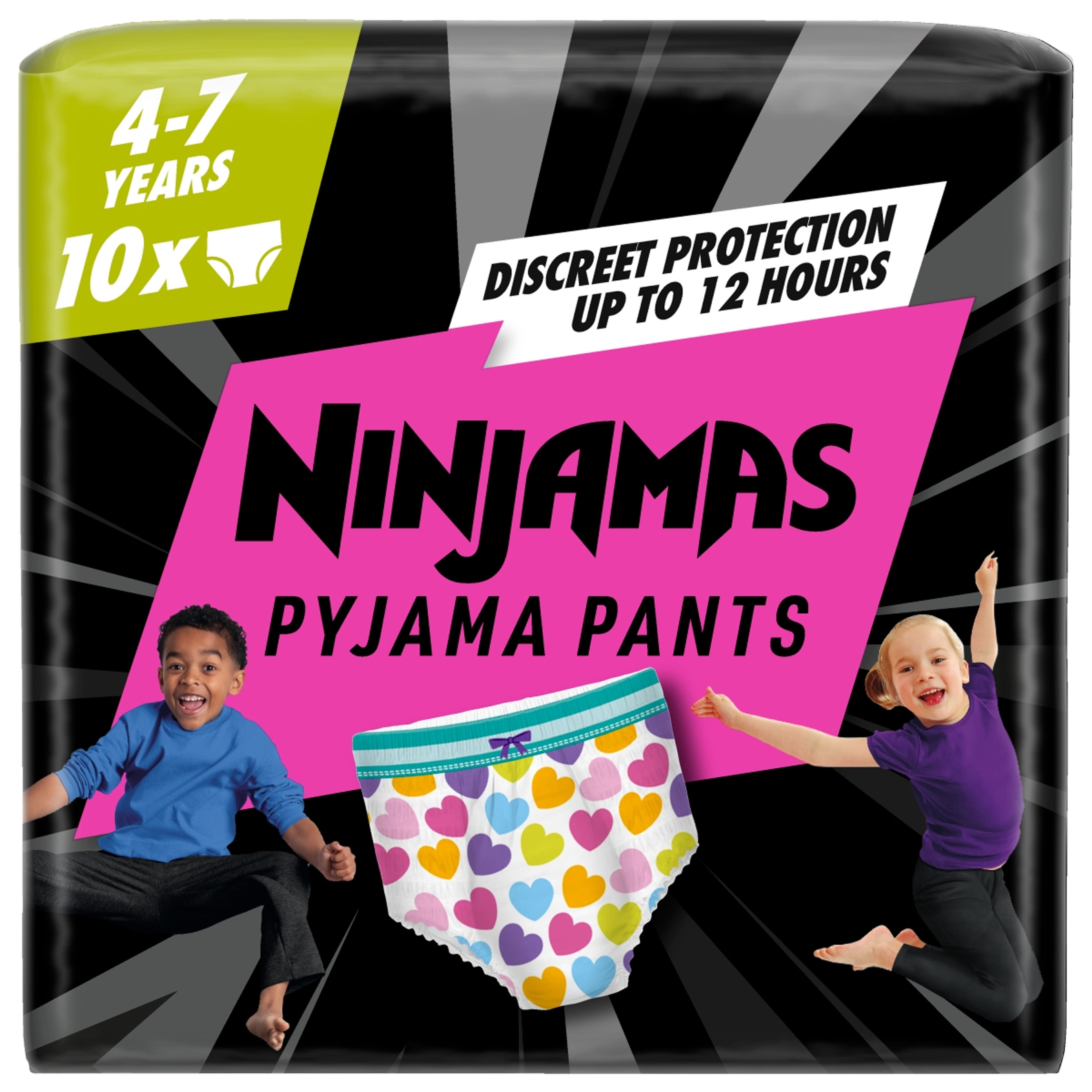 Ninjamas Pyjama Pants bugyipelenka 4-7 év 17-30 kg /szívecskés- 10 db-10