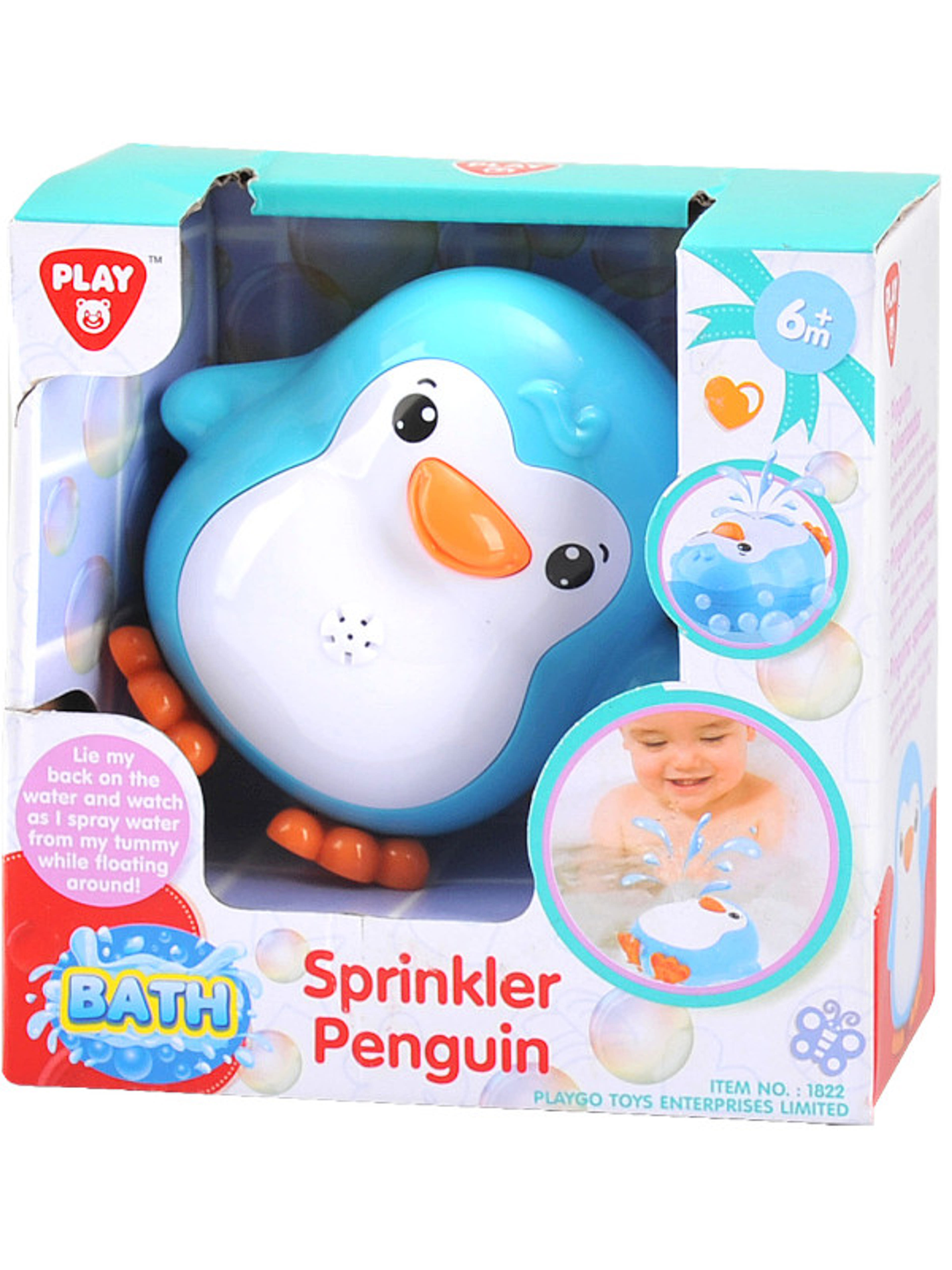 Playgo vízspriccelő pingvin fürdőjáték kék színű- 1 db