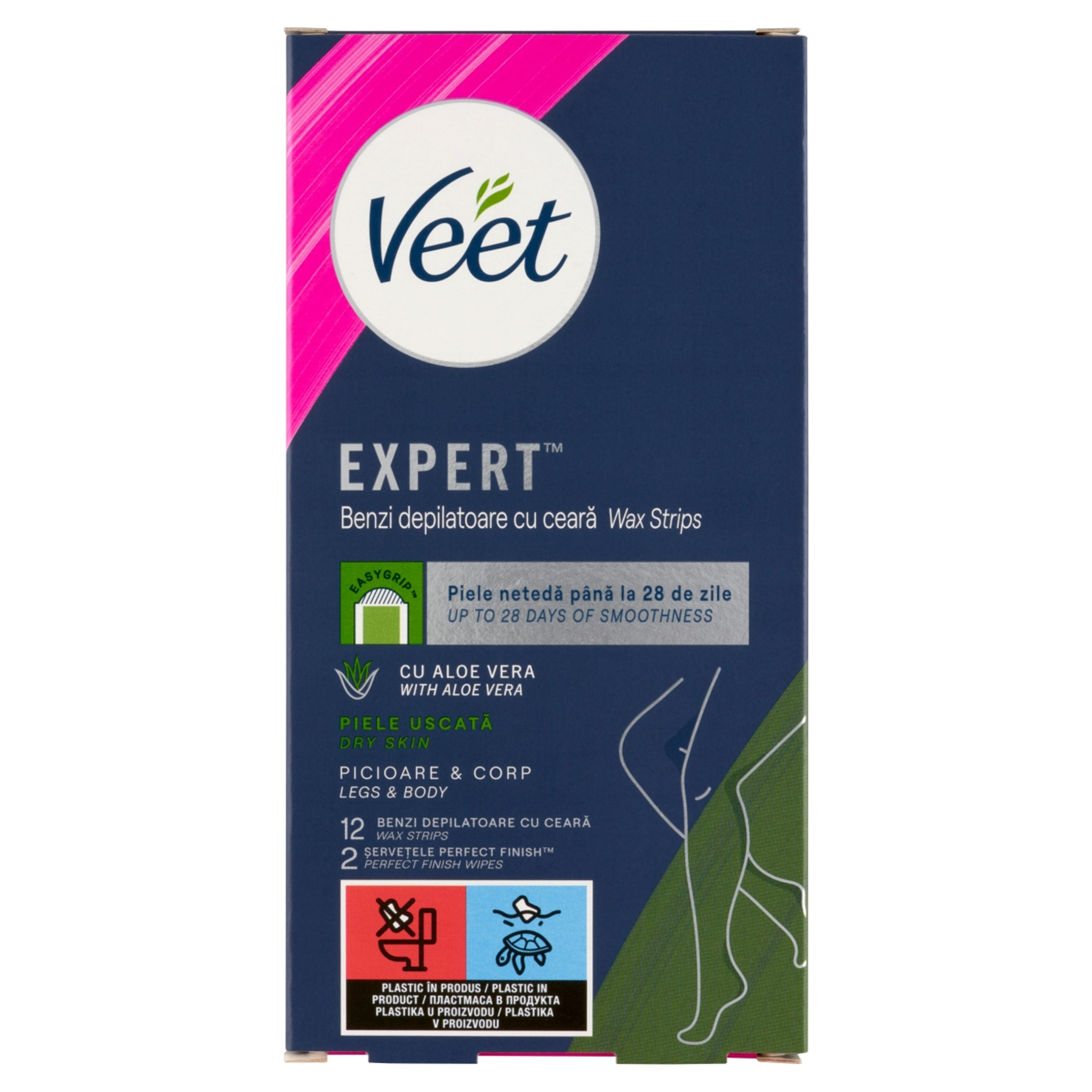 Veet Expert gyantaszalagok lábra és testre, száraz bőrre - 12 db