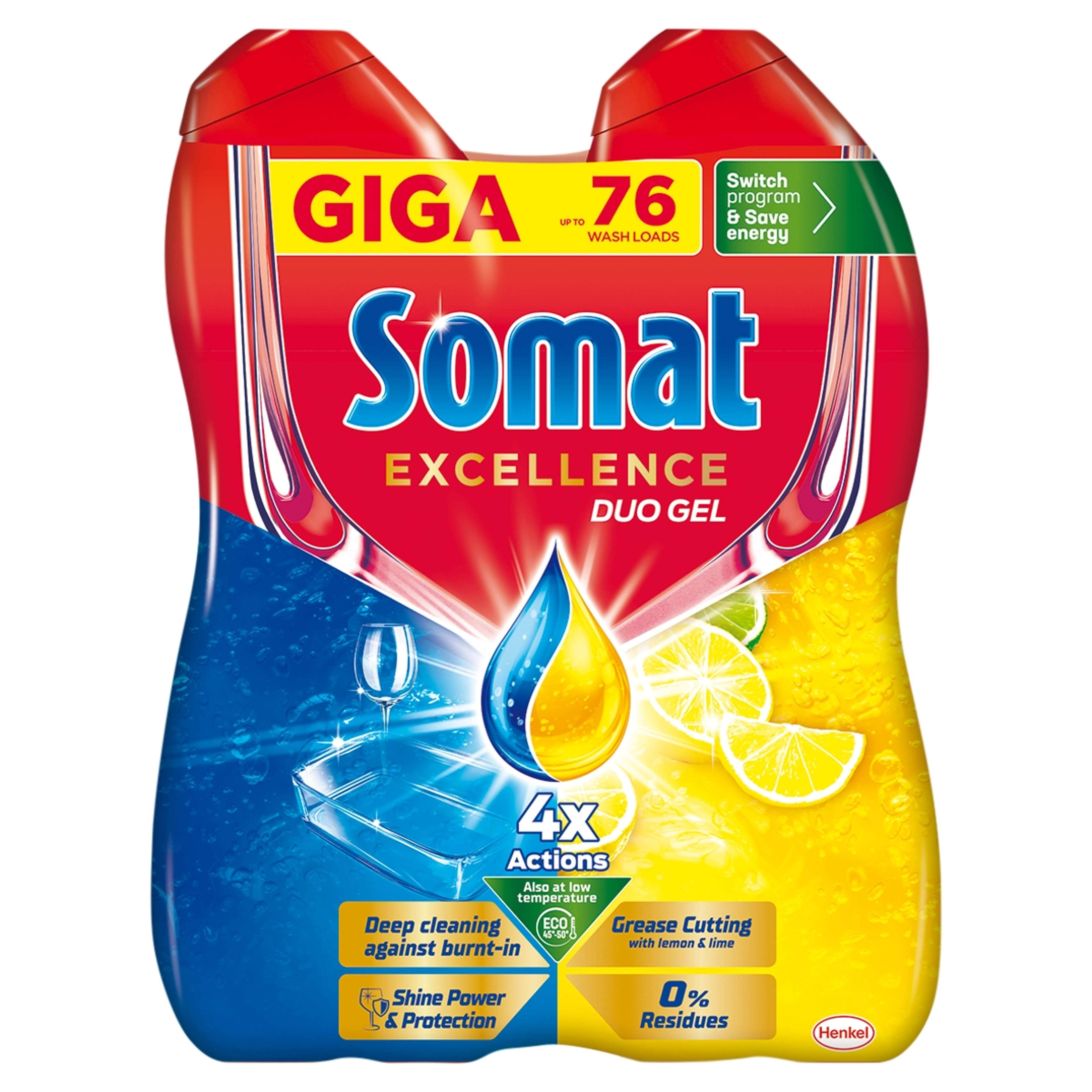 Somat Excellence Duo Gel gépi mosogatószer gél 76 mosogatás 2 x 684 ml - 1368 ml