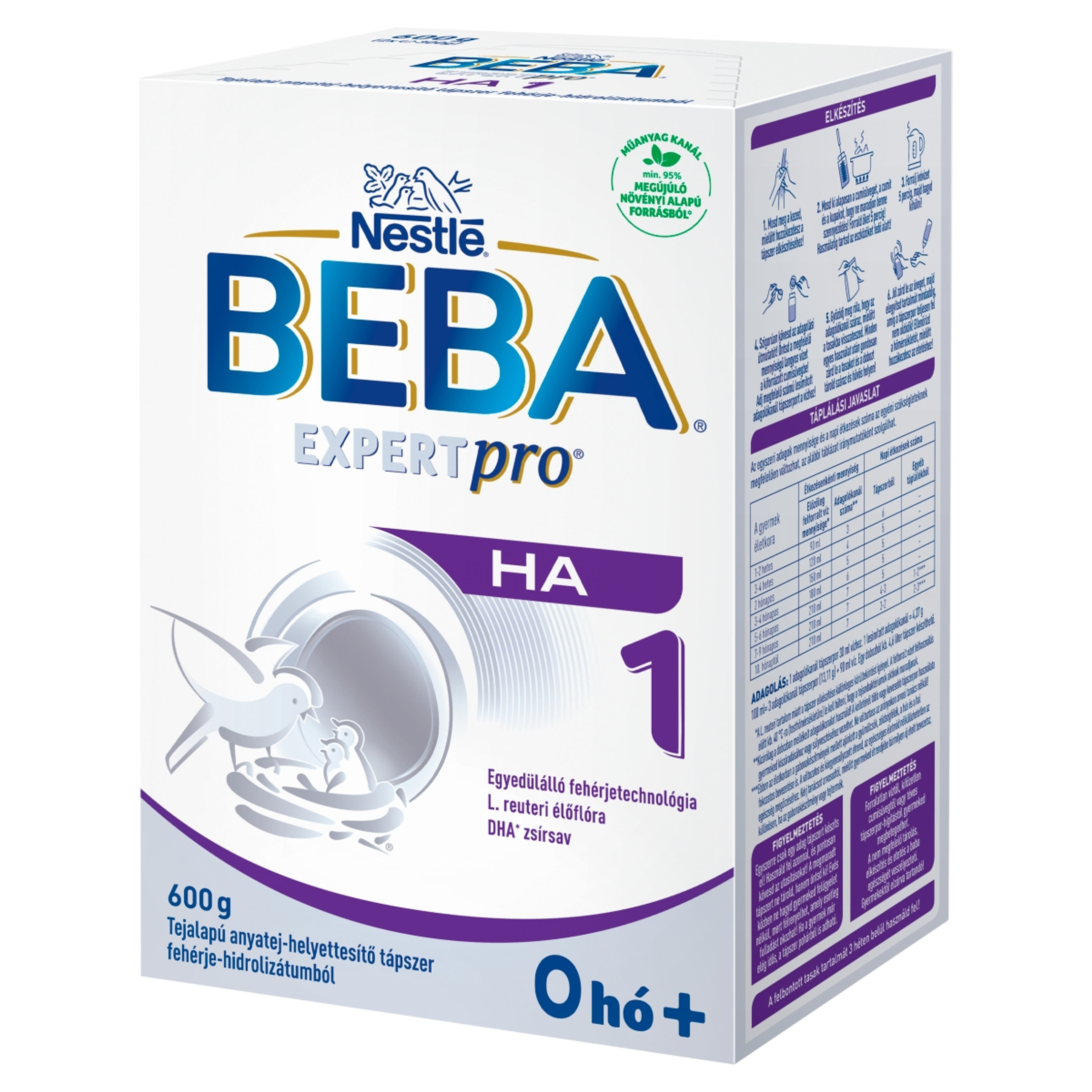 Beba Expertpro HA 1 tejalapú anyatej-helyettesítő tápszer fehérje-hidrolizátumból 0 hónapos kortól - 600 g-2