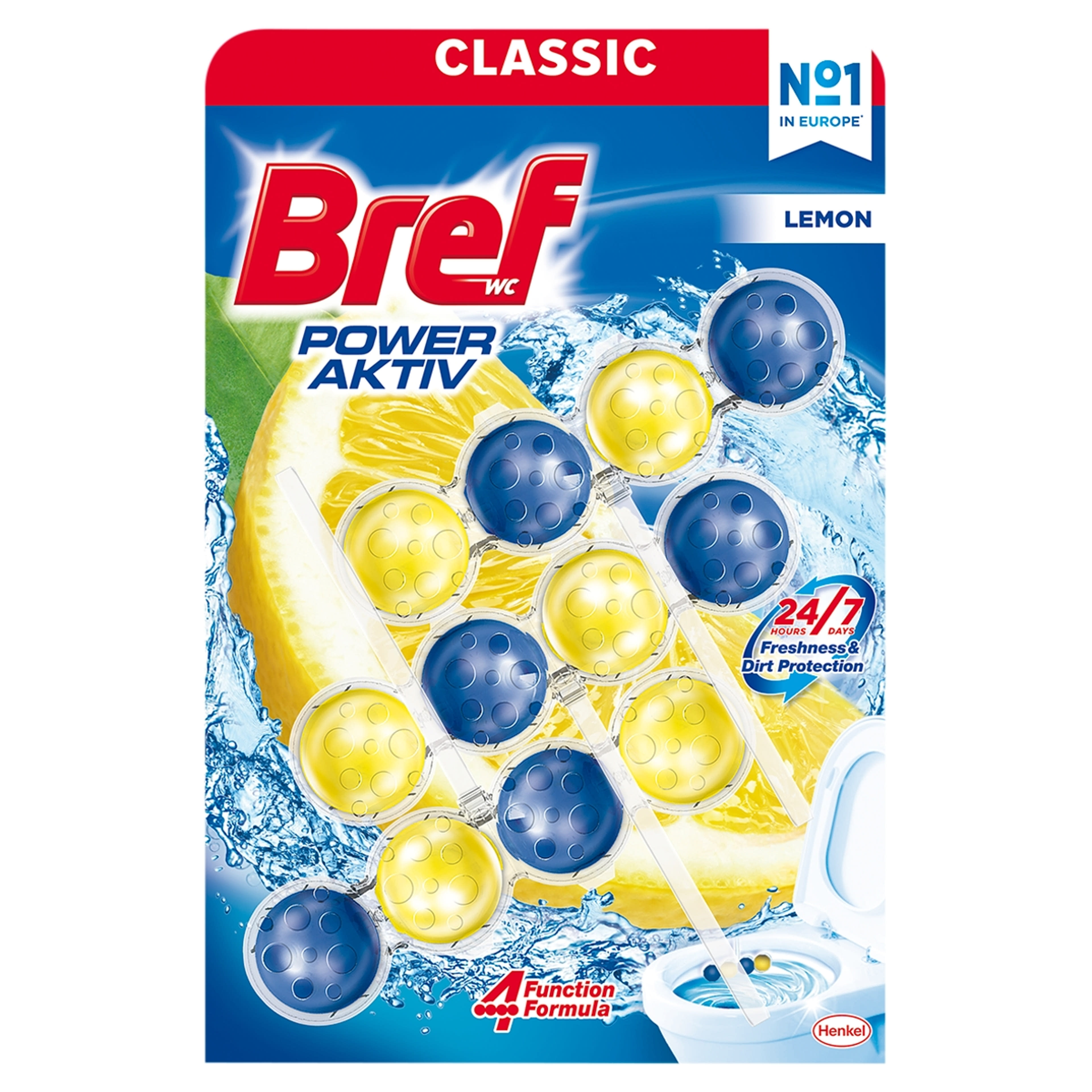 Bref Power Aktiv Lemon WC illatosító (3x50 g) - 150 g-1